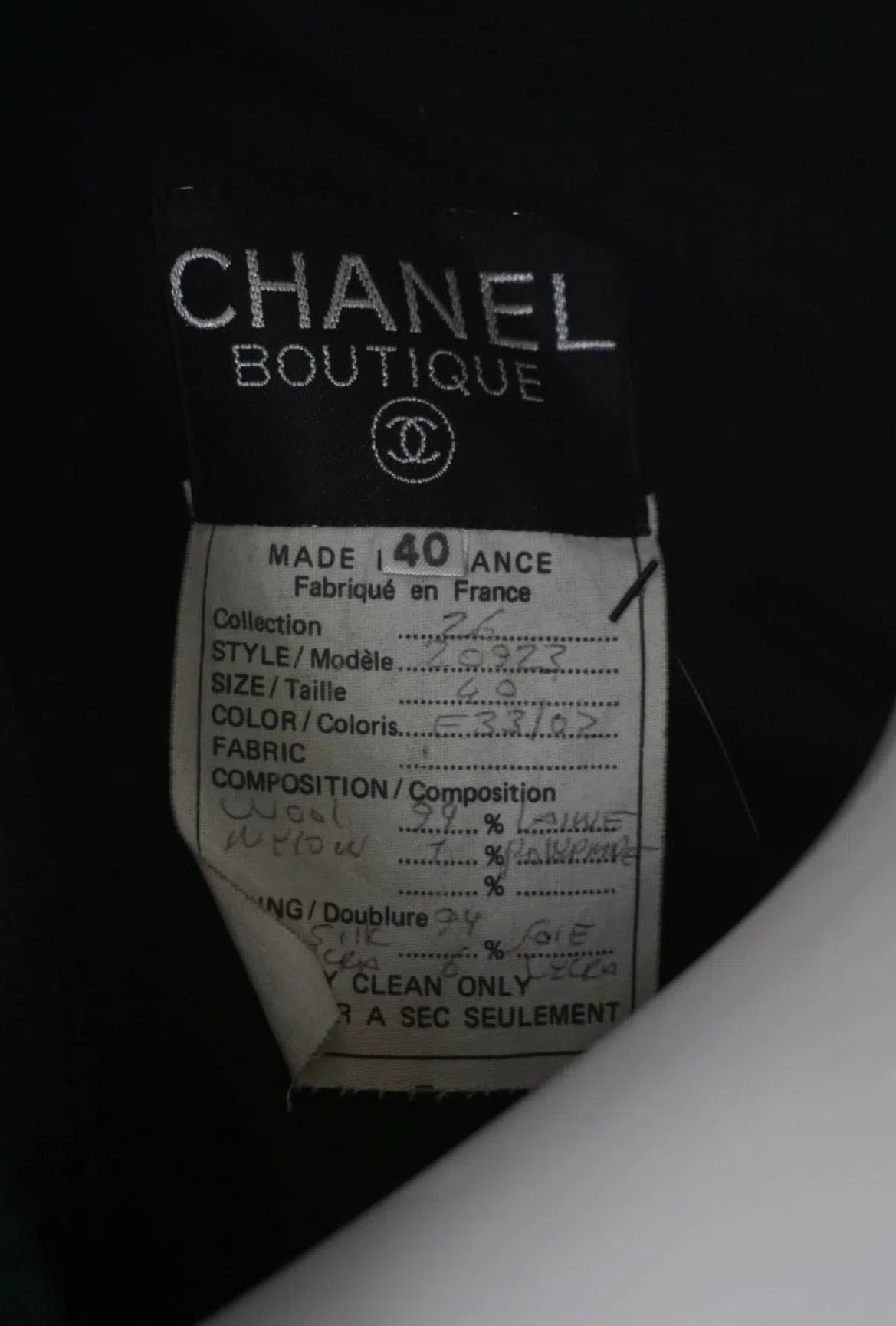 Chanel Black Jacket CC Buttons Vintage 1990s Size 40