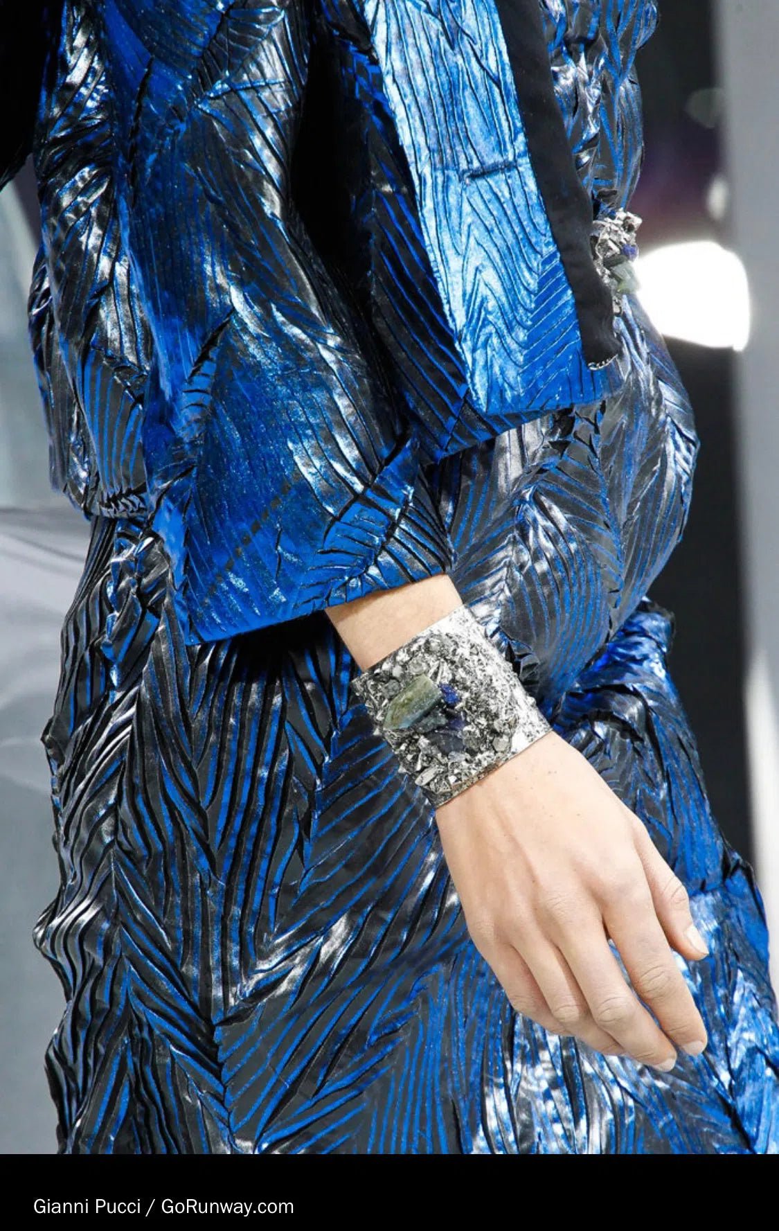 Chanel Blue Metallic Strapless Dress - Foxy Couture Carmel