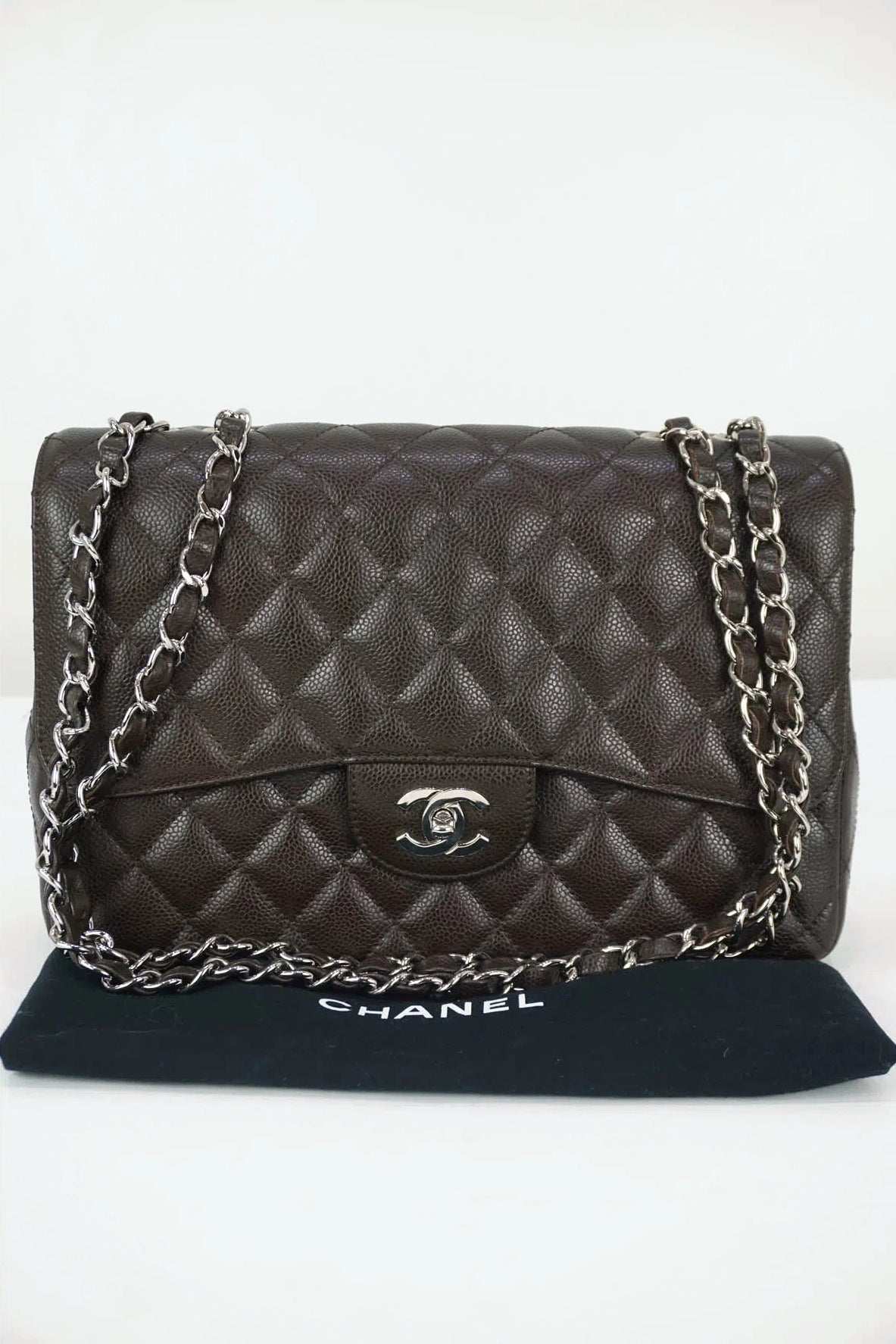 Chanel Brown Caviar Jumbo Single Flap Purse SHW 2005-6