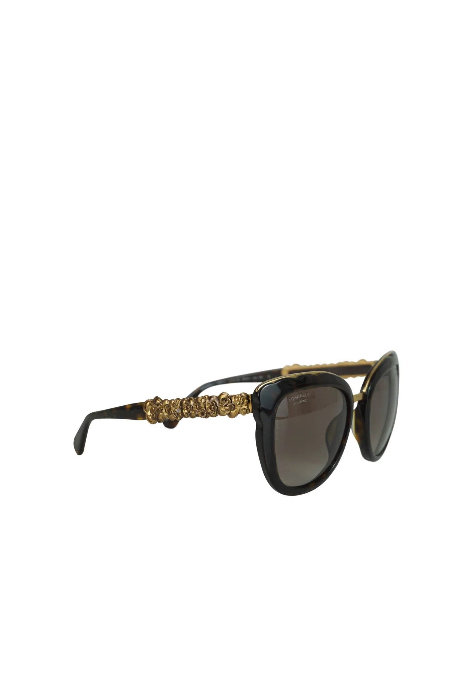 Chanel Brown / Gold Bijoux Polarized Sunglasses - Foxy Couture Carmel