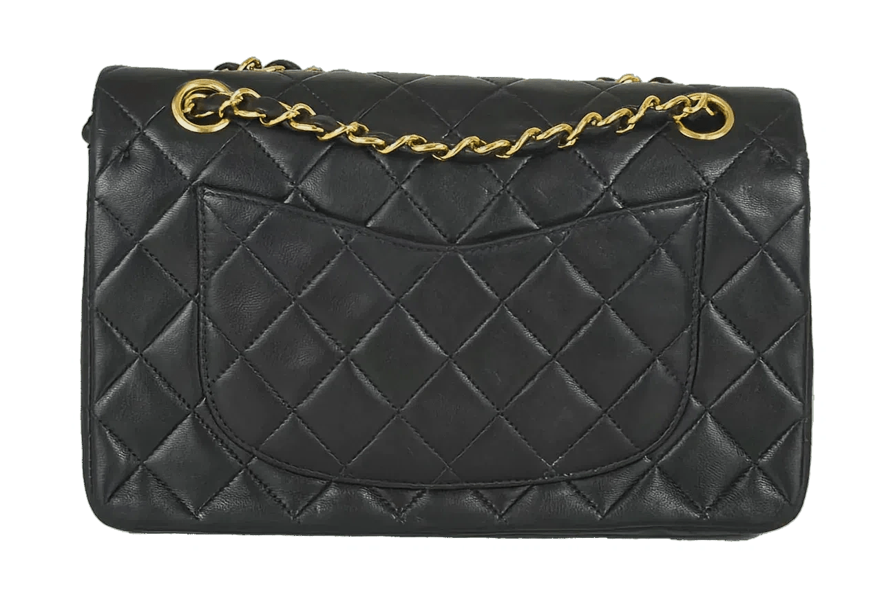 Chanel Classic Double Flap Black Napa Leather 23cm 24k GPHW Bag 1997-99 - Foxy Couture Carmel