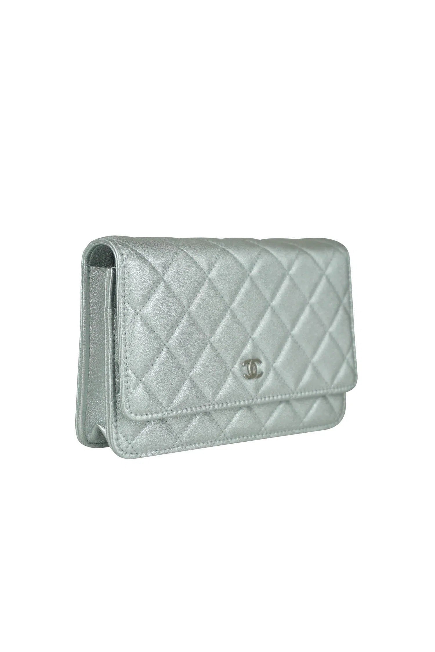 Chanel Classic Silver WOC Wallet on a Chain Purse 2021