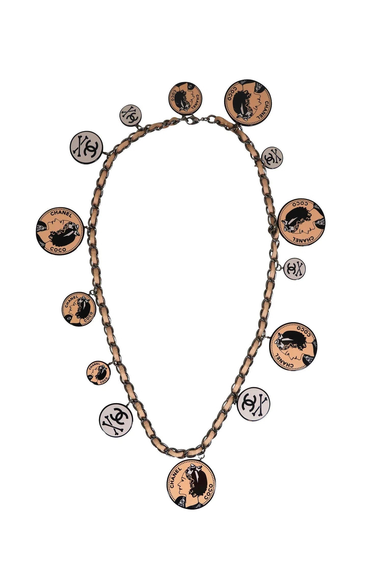 Chanel Coco Skull Crossbones Charm Necklace - Foxy Couture Carmel