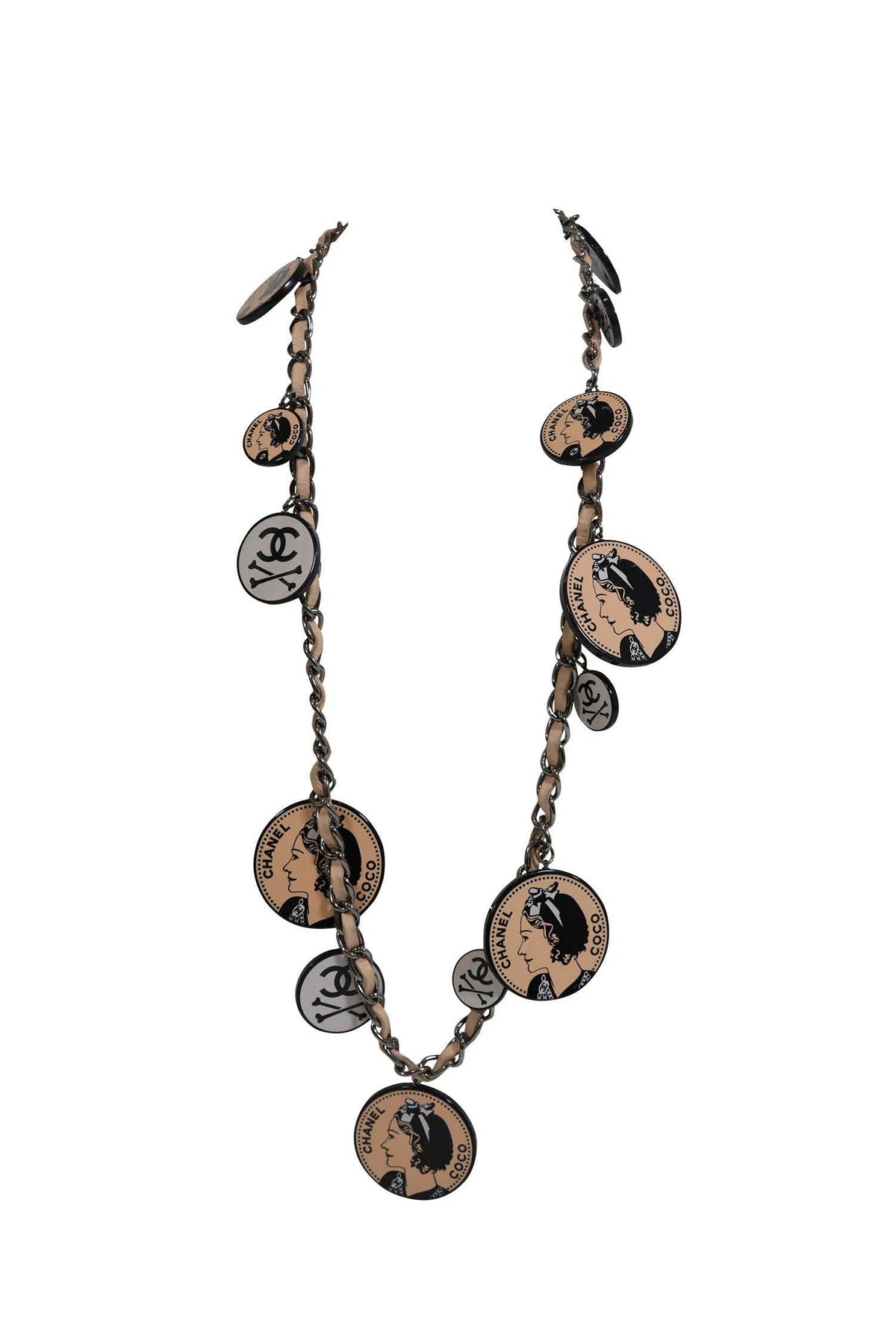 Chanel Coco Skull Crossbones Charm Necklace