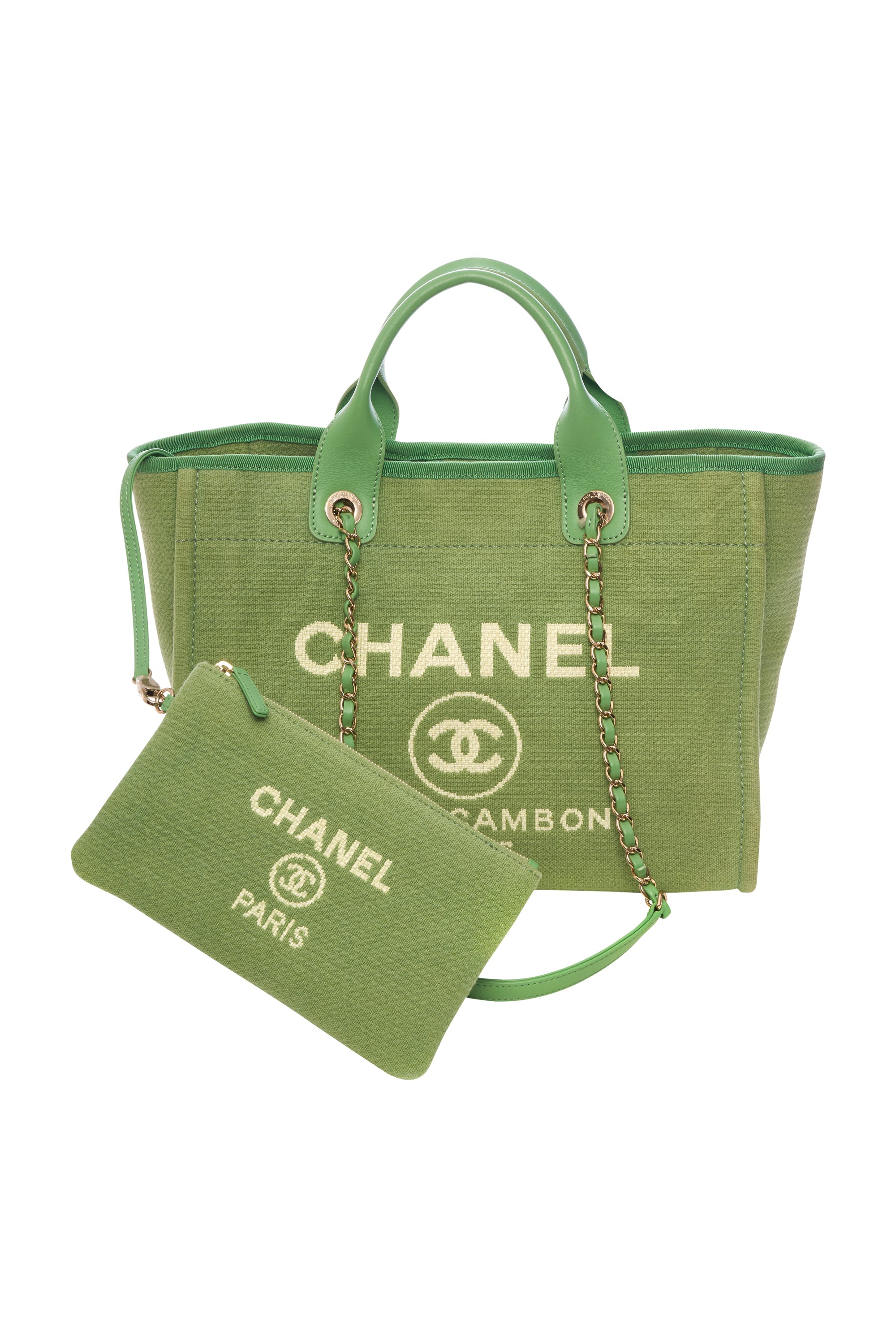 Chanel Green Deauville Tote Bag