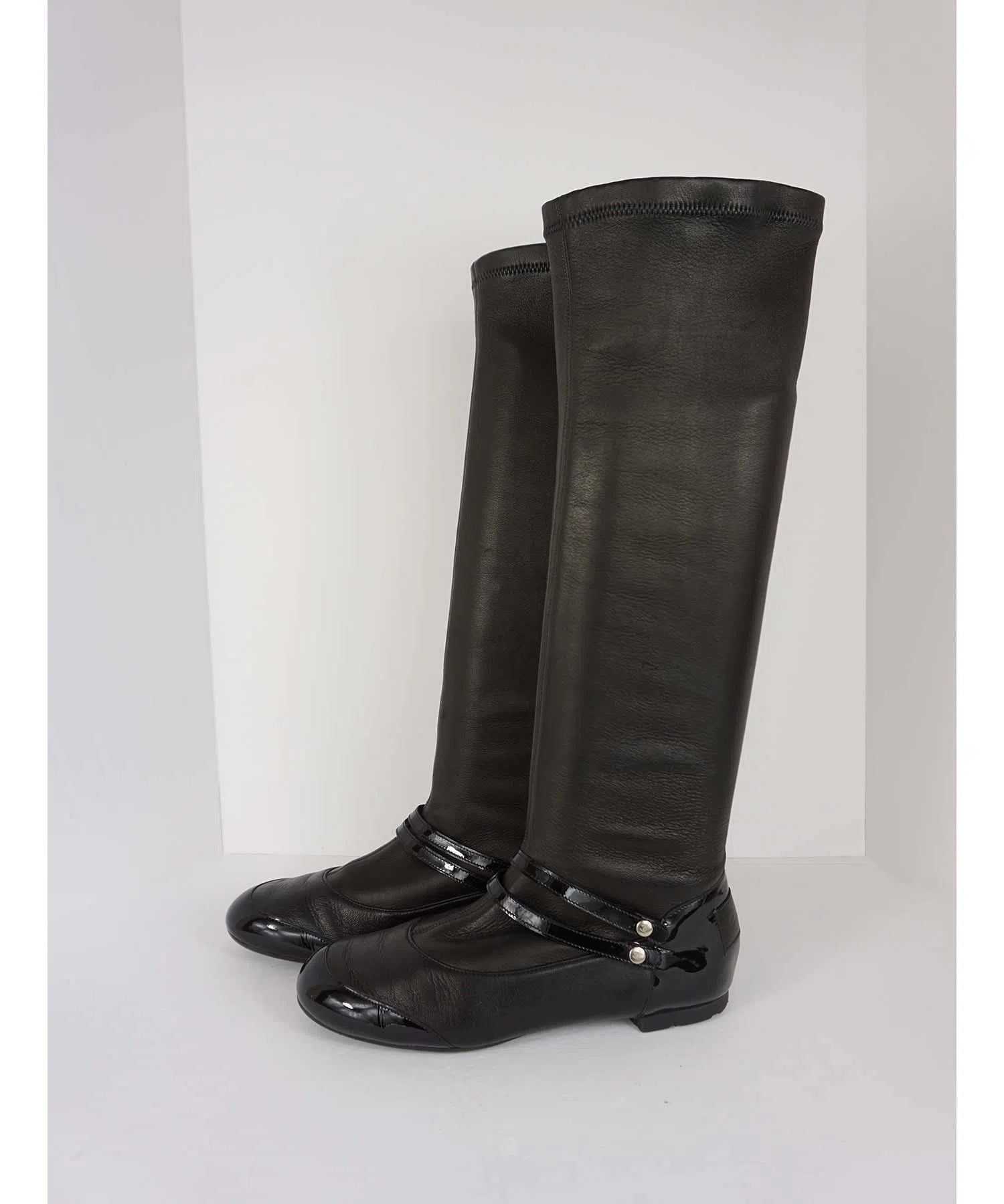 Chanel Knee-High Mary Jane Leather Boots