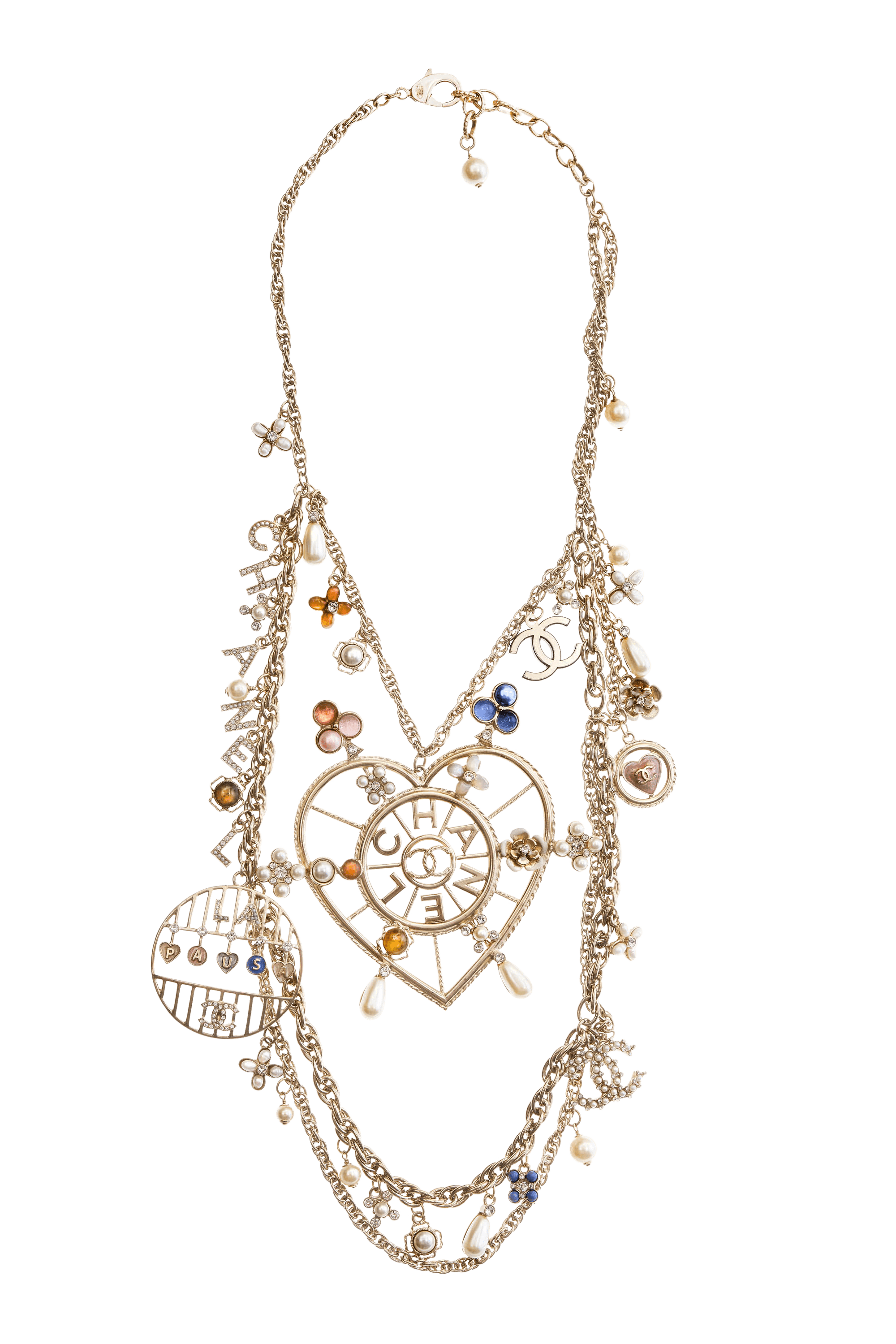Chanel la pausa Gold Multi Charm Necklace 2019 Size L