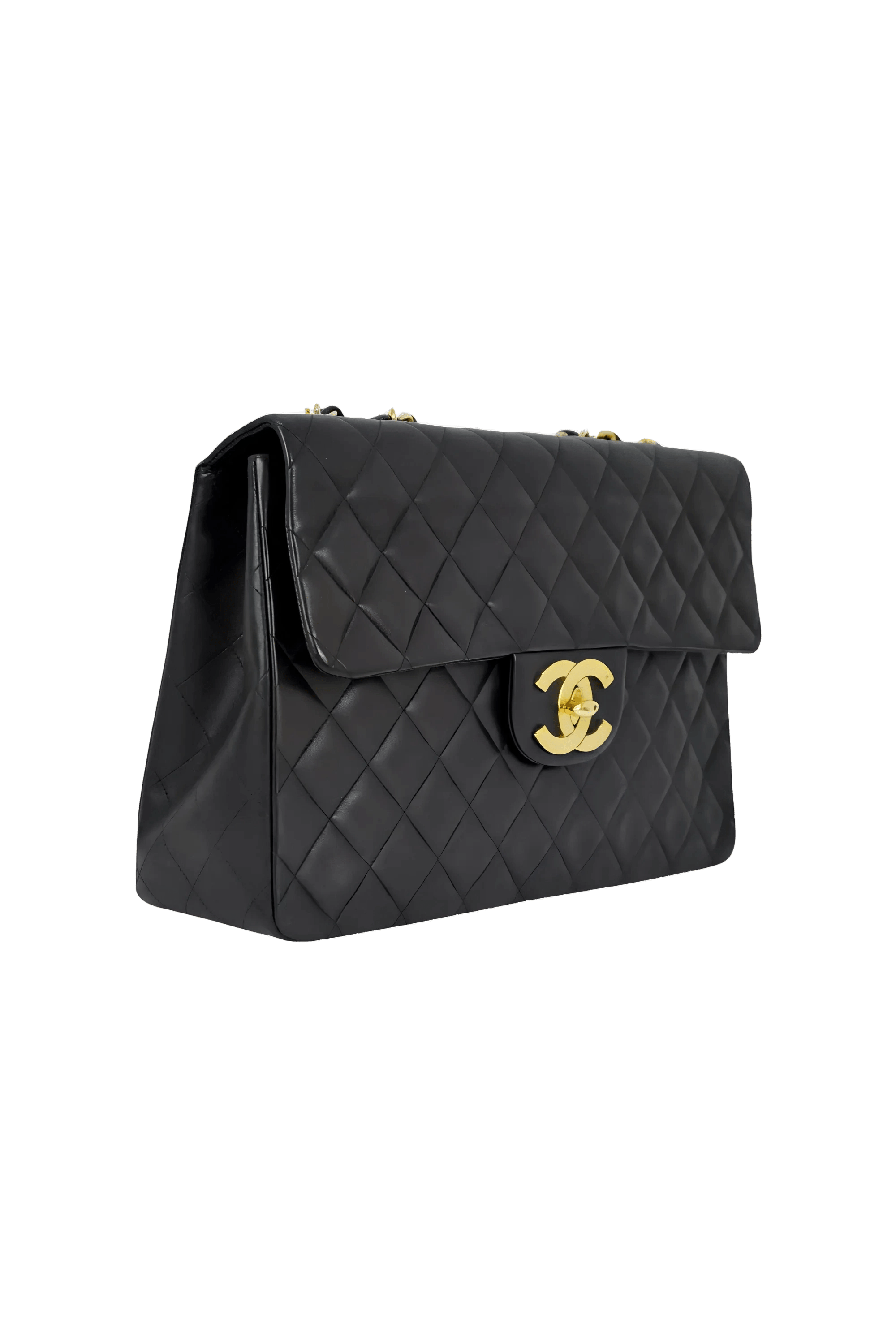 Chanel Maxi Black Napa Flap XL CC 24k GPHW 1994-6 - Foxy Couture Carmel