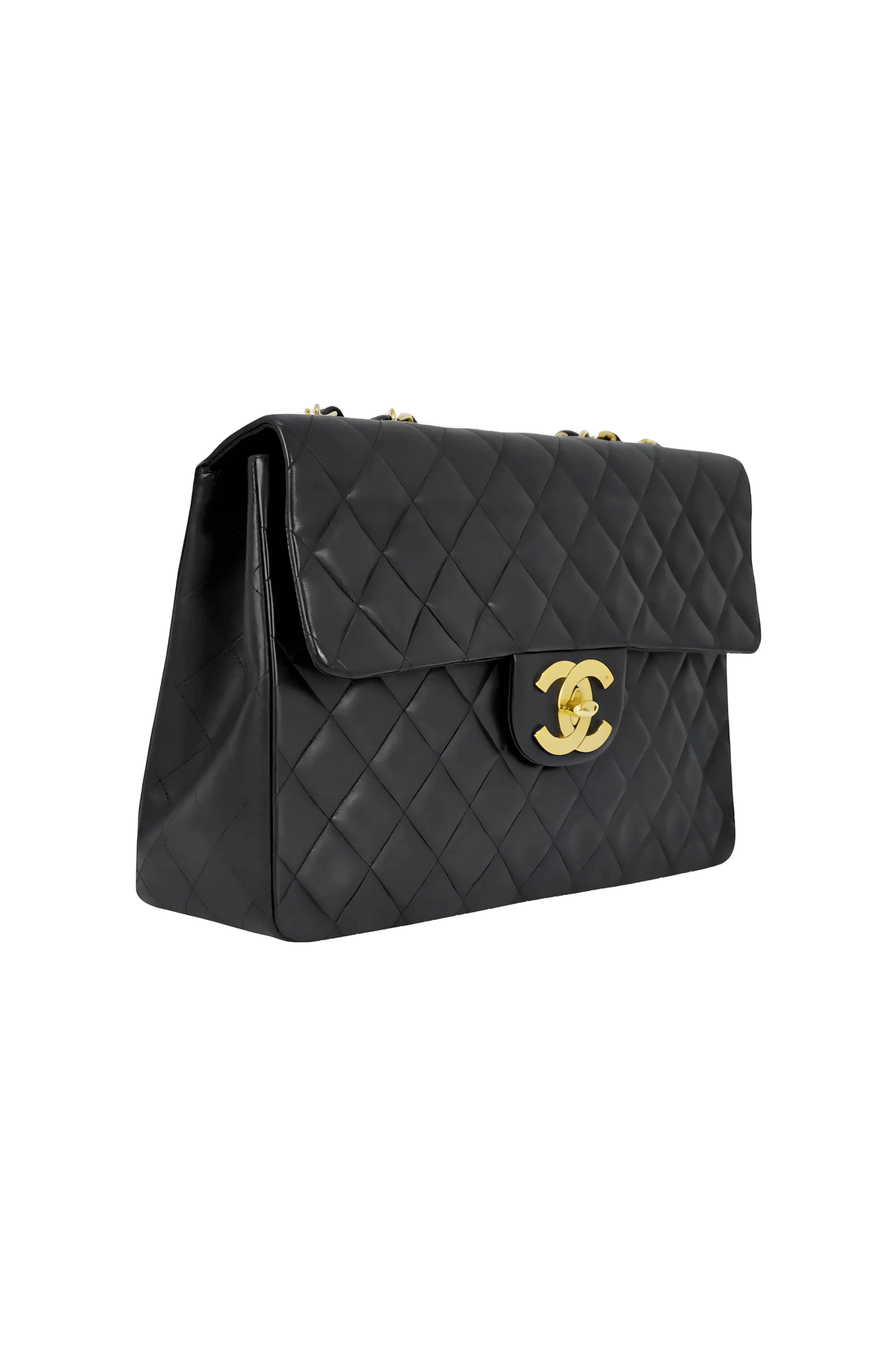 Chanel Maxi Black Napa Flap XL CC 24k GPHW 1994-6 - Foxy Couture Chanel Maxi Black Napa Flap XL CC 24k GPHW 1994-6 - Foxy Couture