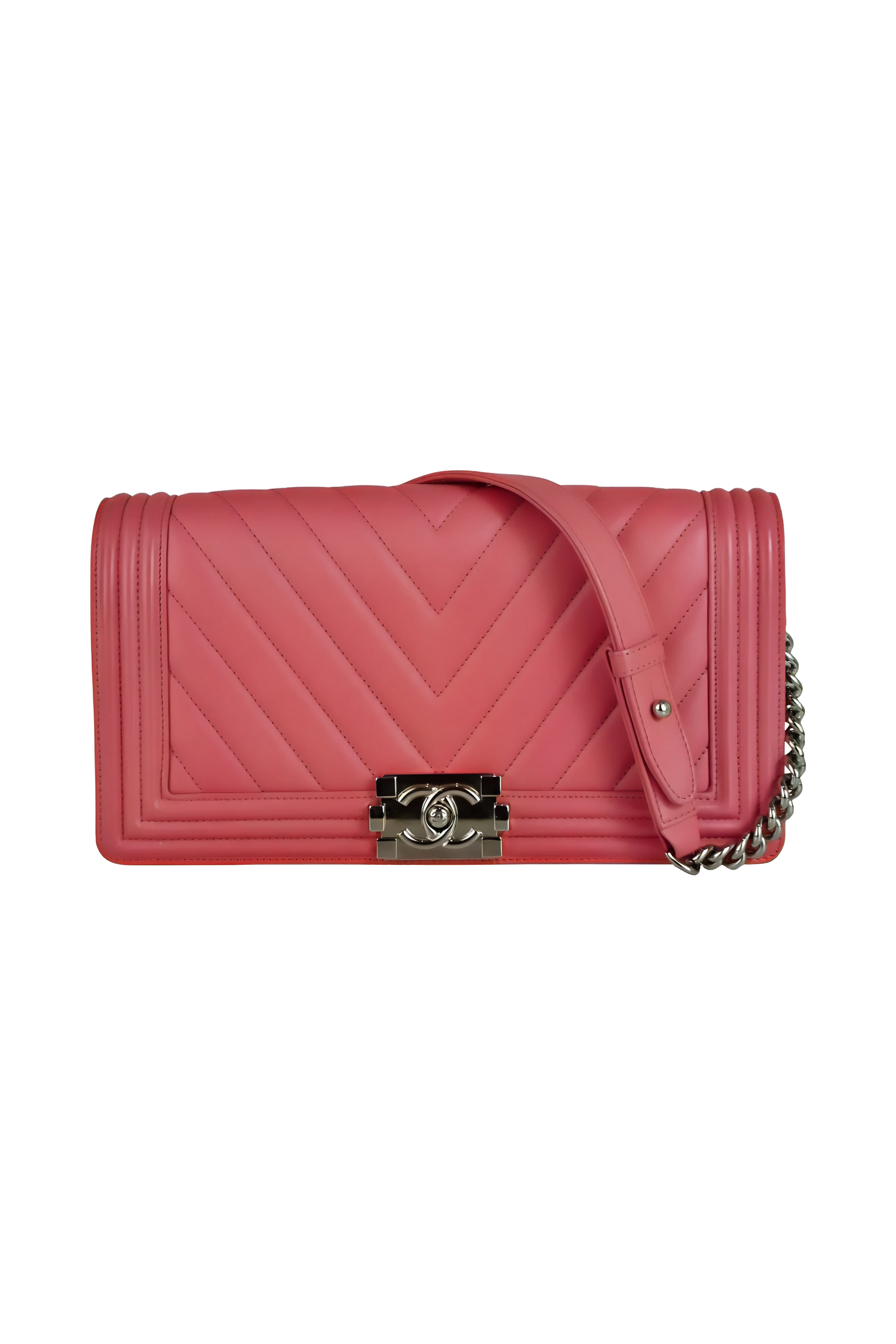 Chanel Medium Pink Chevron Pochette Boy Bag 2015-6 - Foxy Couture Carmel