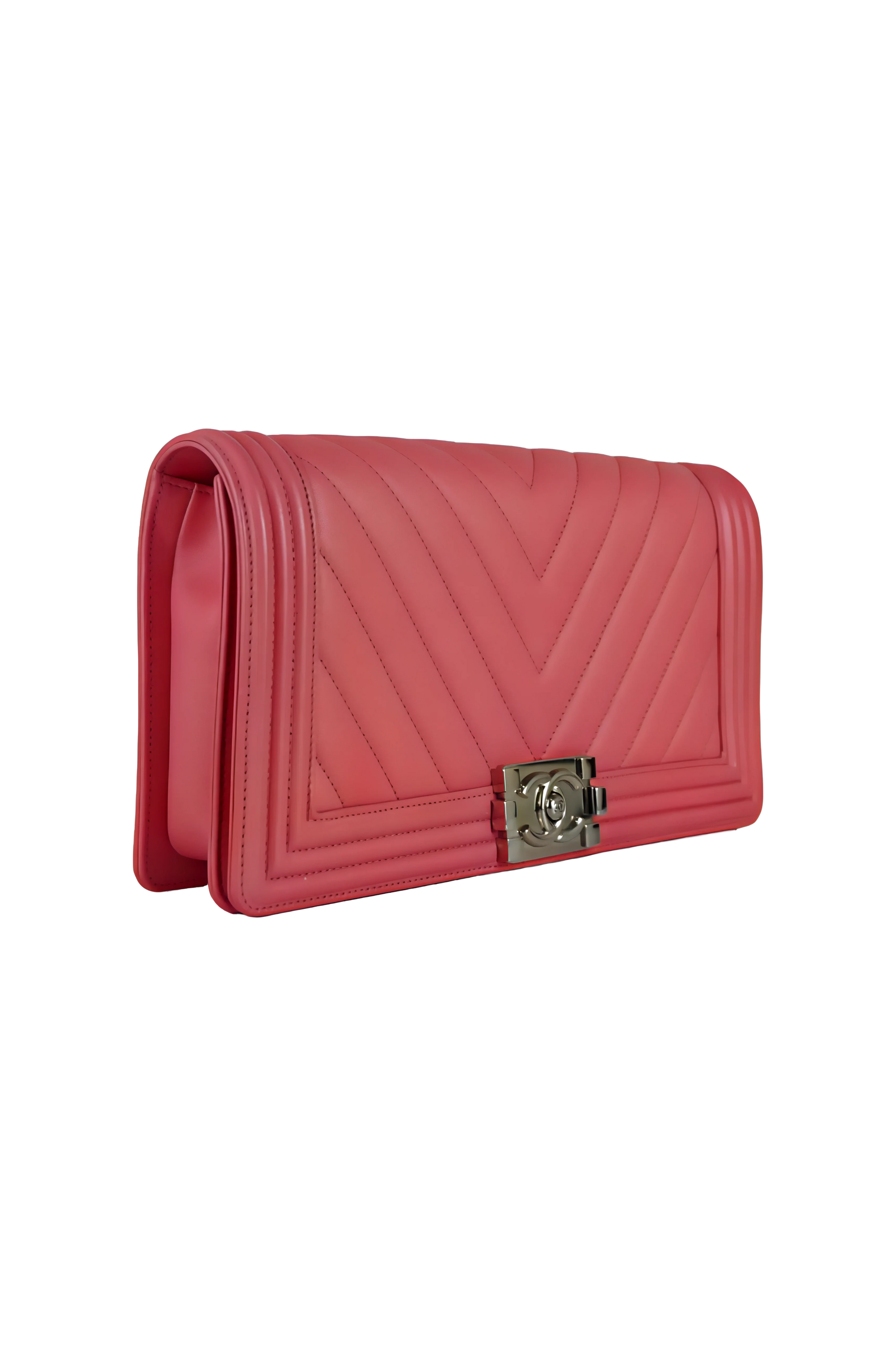Chanel Medium Pink Chevron Pochette Boy Bag 2015-6 - Foxy Couture Carmel
