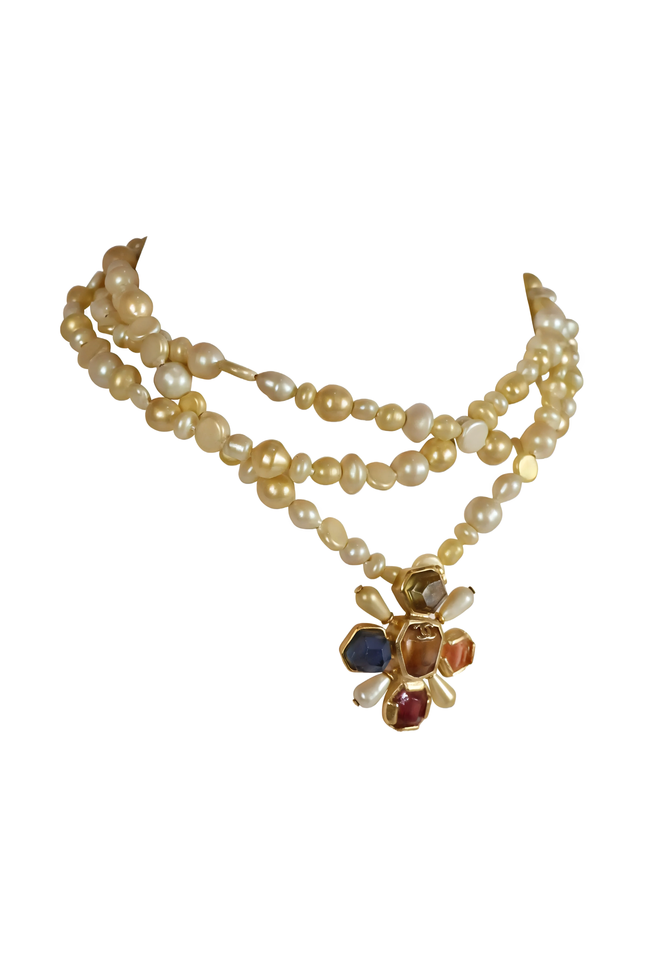 Chanel Pearl Choker with Gripoix Pendant Vintage 2001 - Foxy