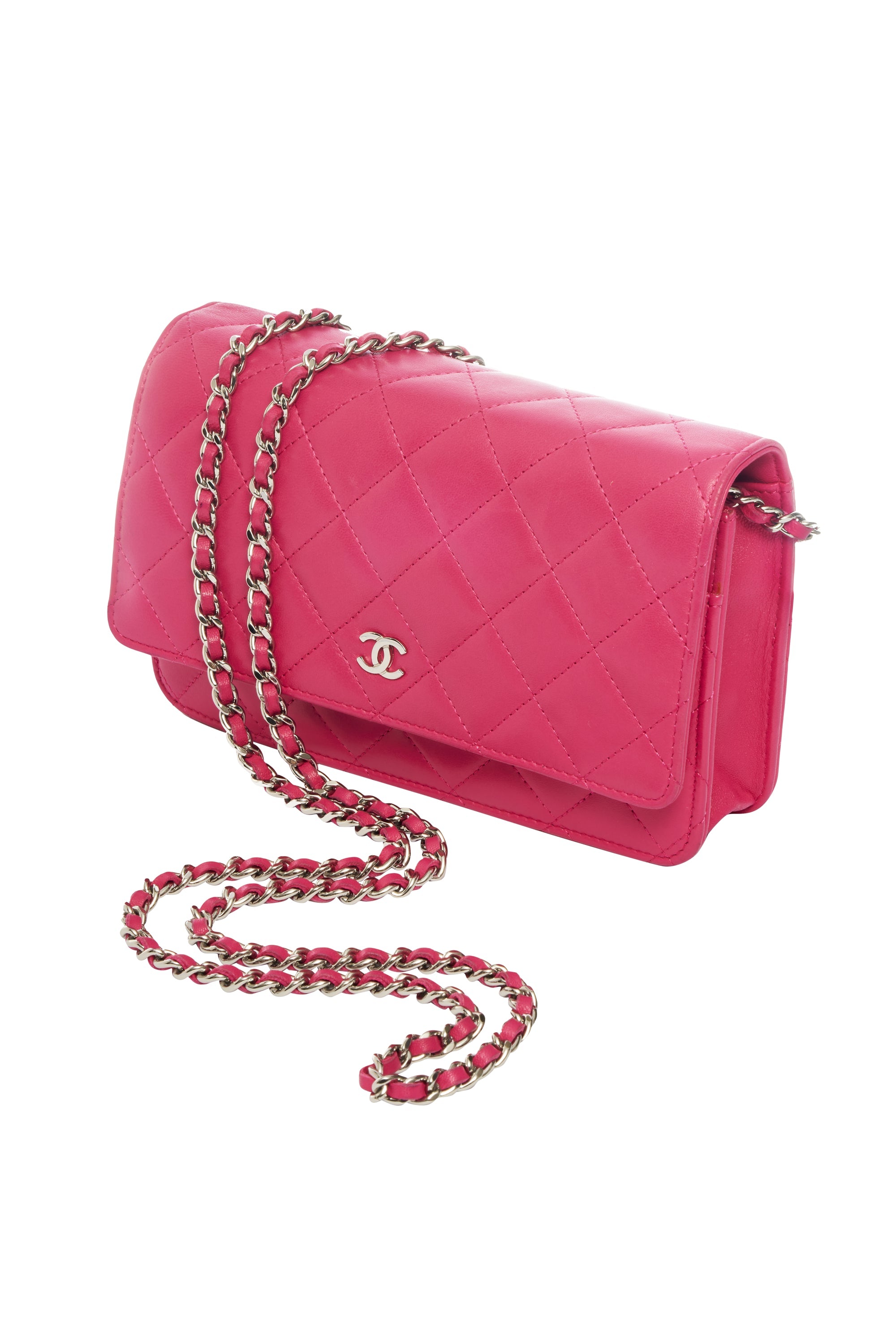Chanel Pink Quilted Wallet on a Chain 2014