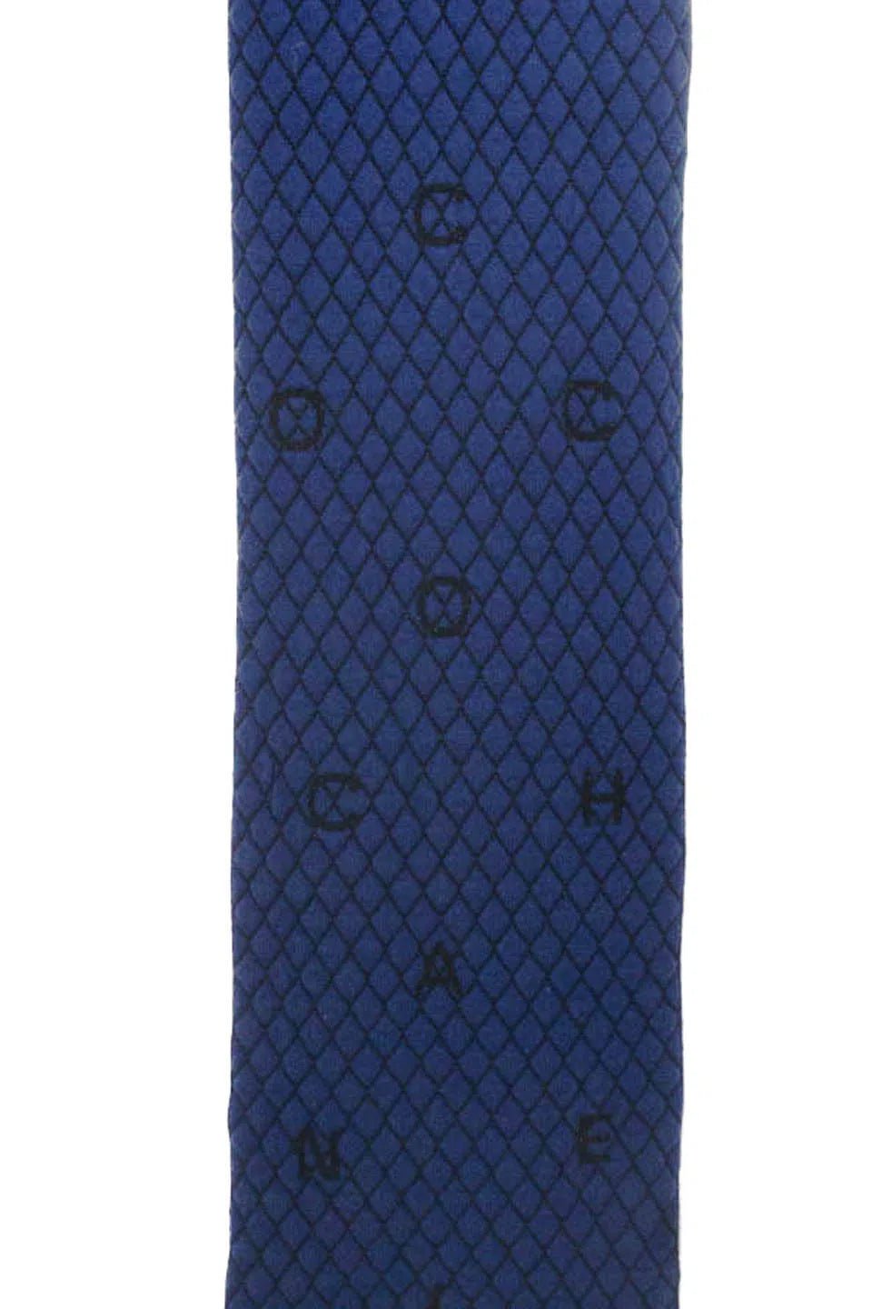 Chanel Quilted Design C H A N E L Letters Oblong Cashmere Scarf - Navy - Foxy Couture Carmel