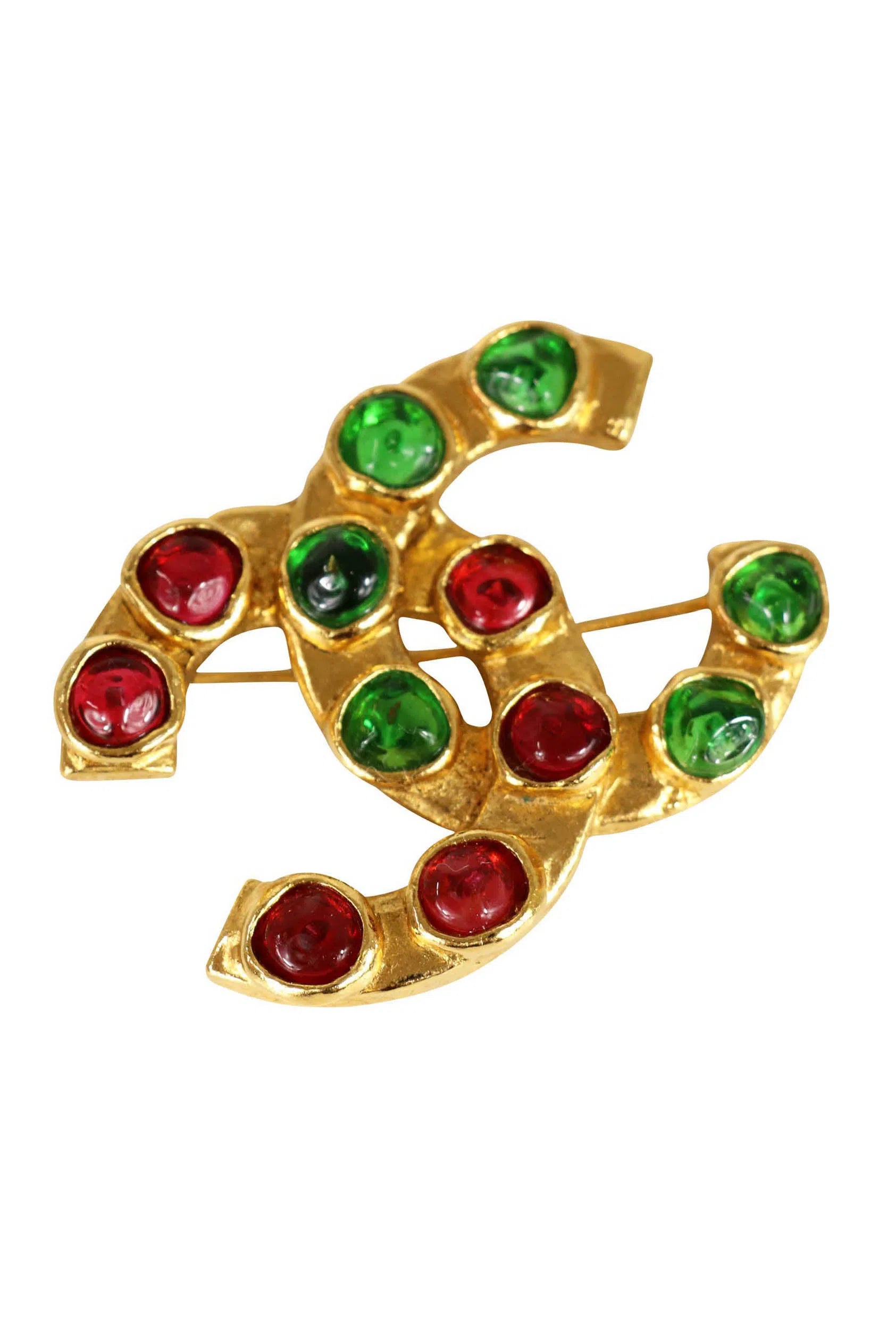 Chanel RARE Vintage 1970's Gripoix CC Brooch - Foxy Couture Carmel Chanel RARE Vintage 1970's Gripoix CC Brooch - Foxy Couture Carmel