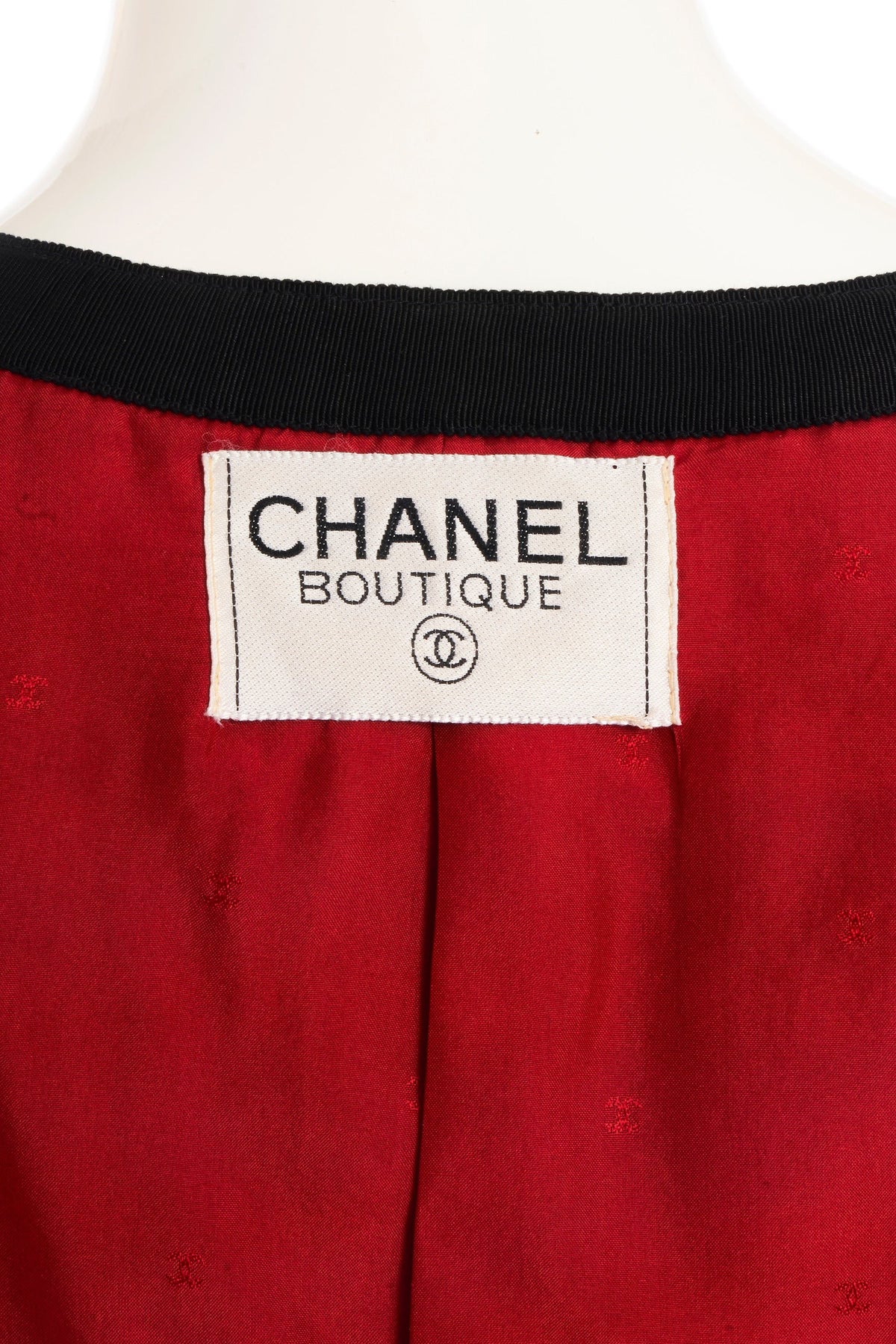 Chanel Red Boucle Jacket Black Faile Trim 24k Gold plated buttons