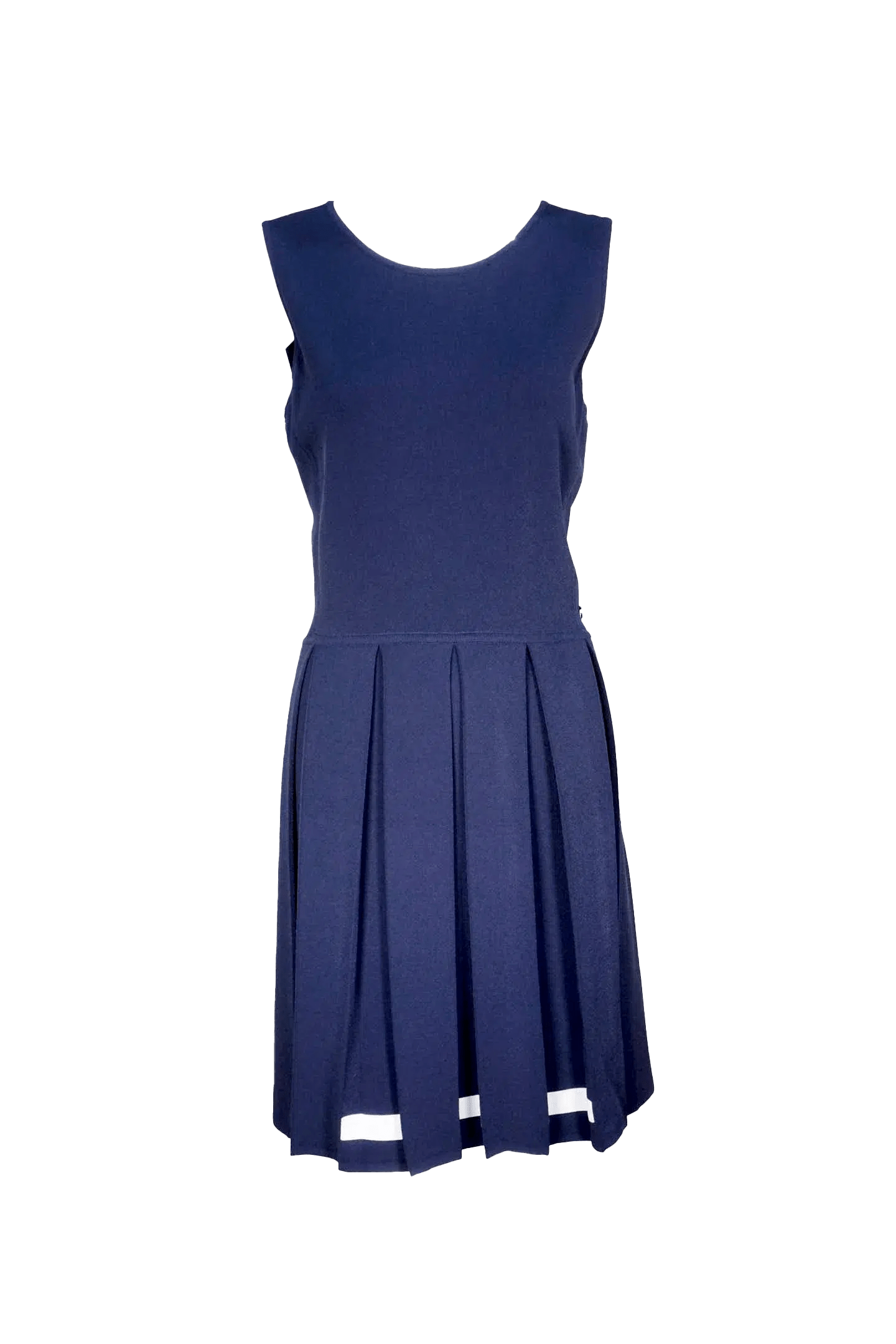 Chanel Size 40 Sleeveless Navy Dress - Foxy Couture Carmel