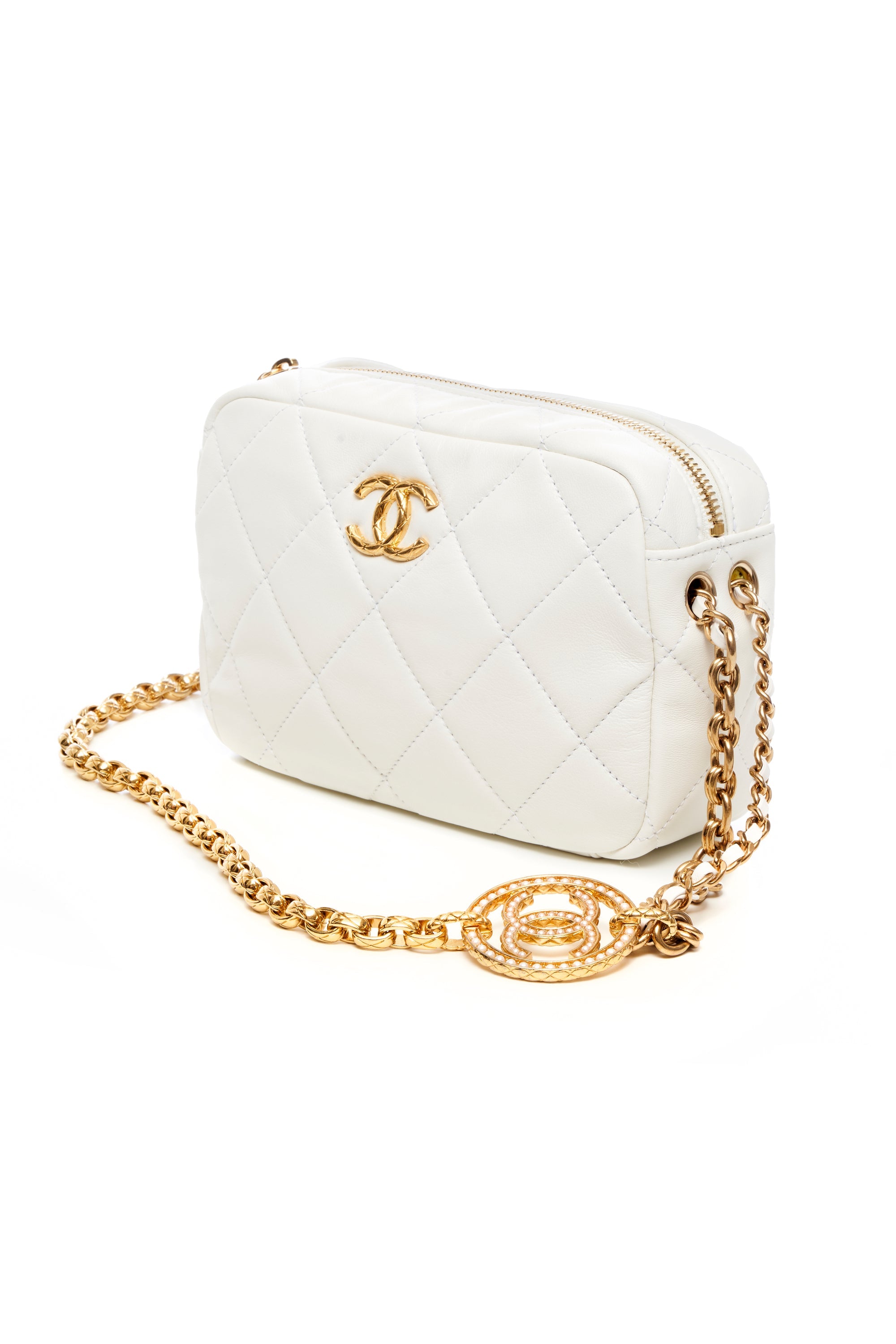 Chanel Small White Camera Bag 2022 - Foxy Couture Carmel