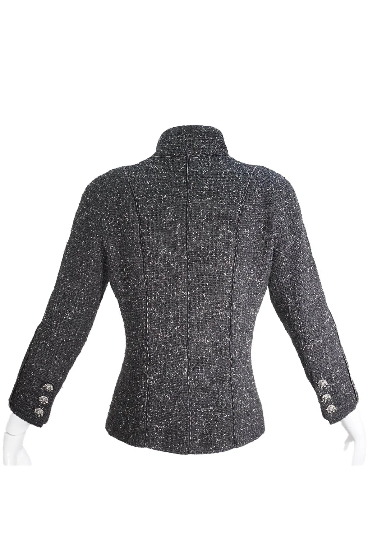 Chanel Tweed Moto Jacket Zipper Trim 2008A