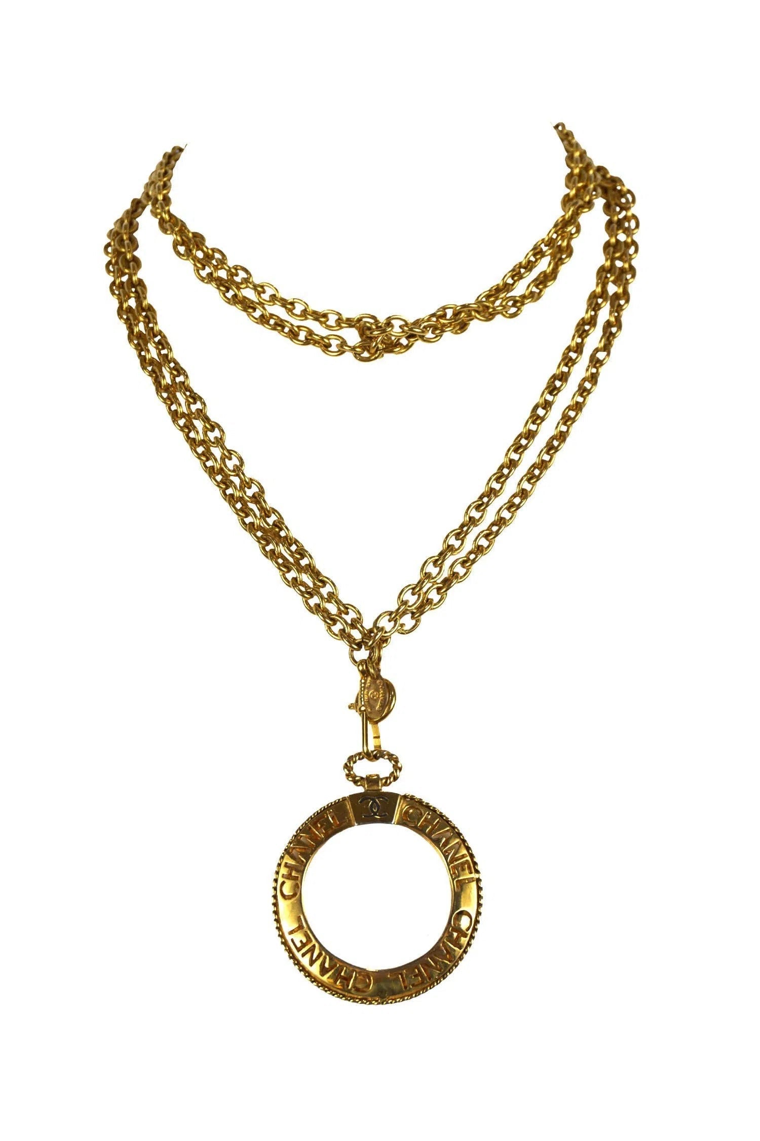 Chanel Vintage 1980's Magnifying Glass Necklace - Foxy Couture Carmel