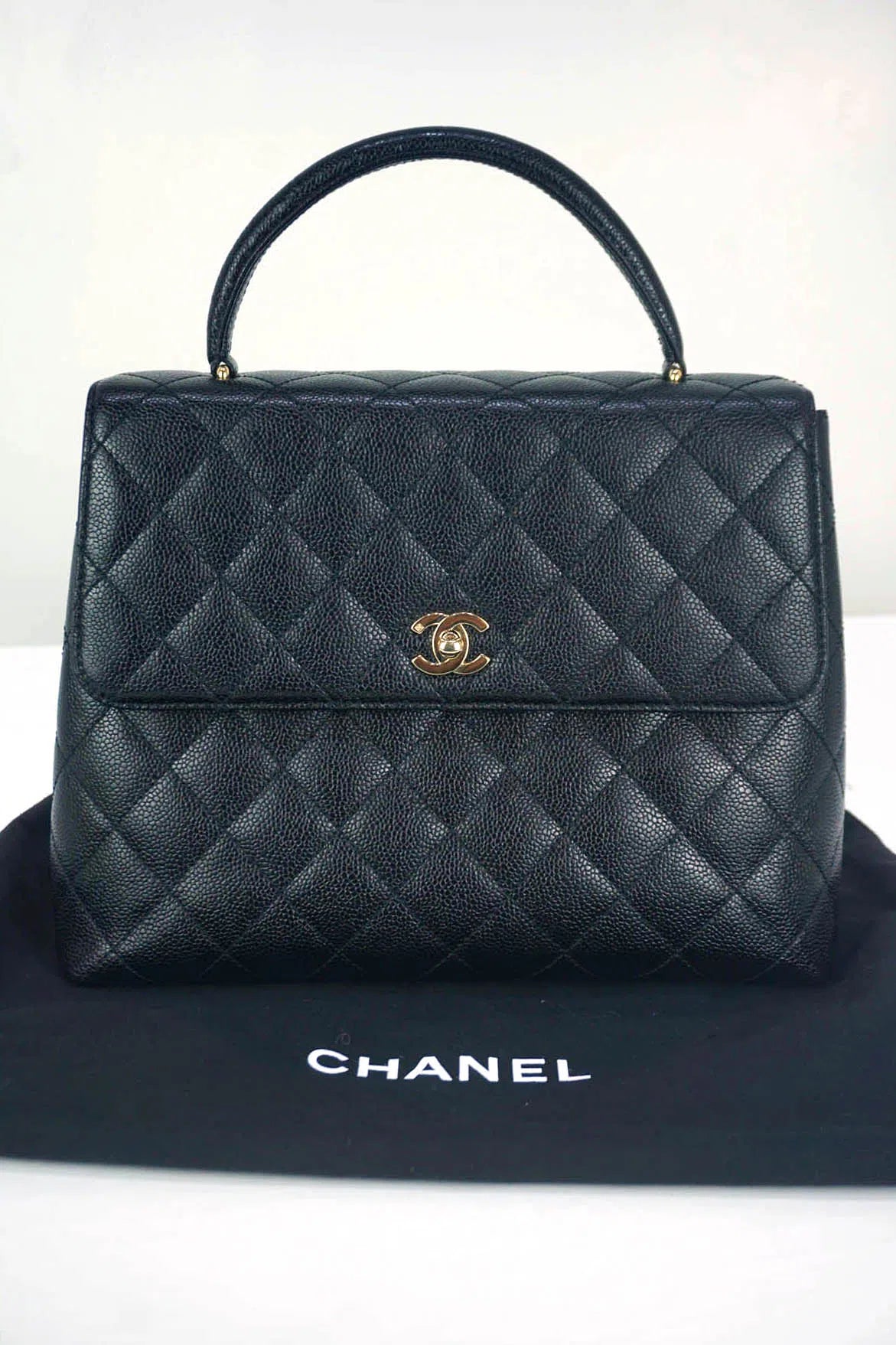 Chanel Vintage Black Caviar Kelly Bag