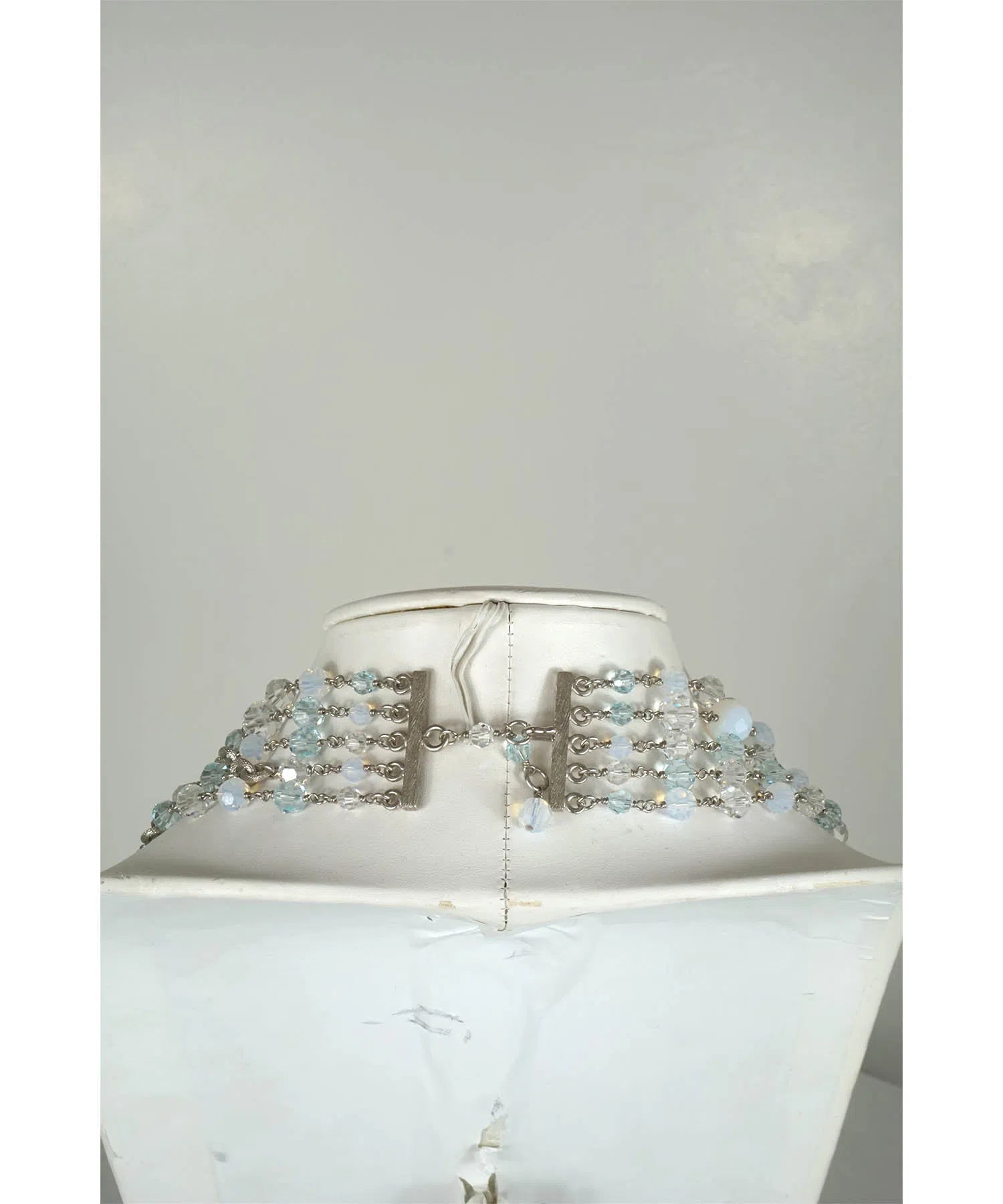 Chanel Vintage CC Flower Multistrand Milk Glass Beaded Necklace 2002
