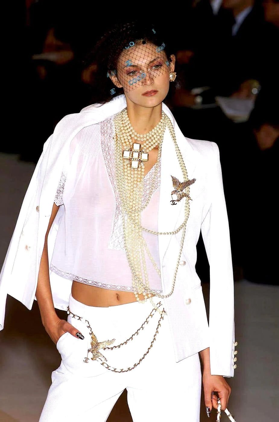 Chanel Vintage Crystal Encrusted CC Eagle Brooch 2001 - Foxy Couture Carmel