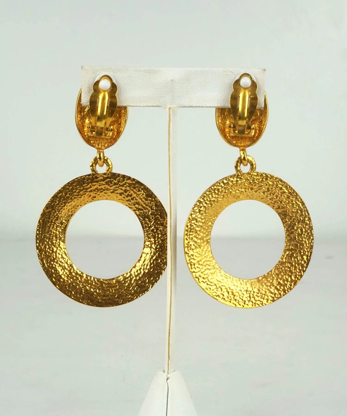 Chanel vintage Massive CC Crown Medallion Drop Hoop Earrings 1980&#39;s