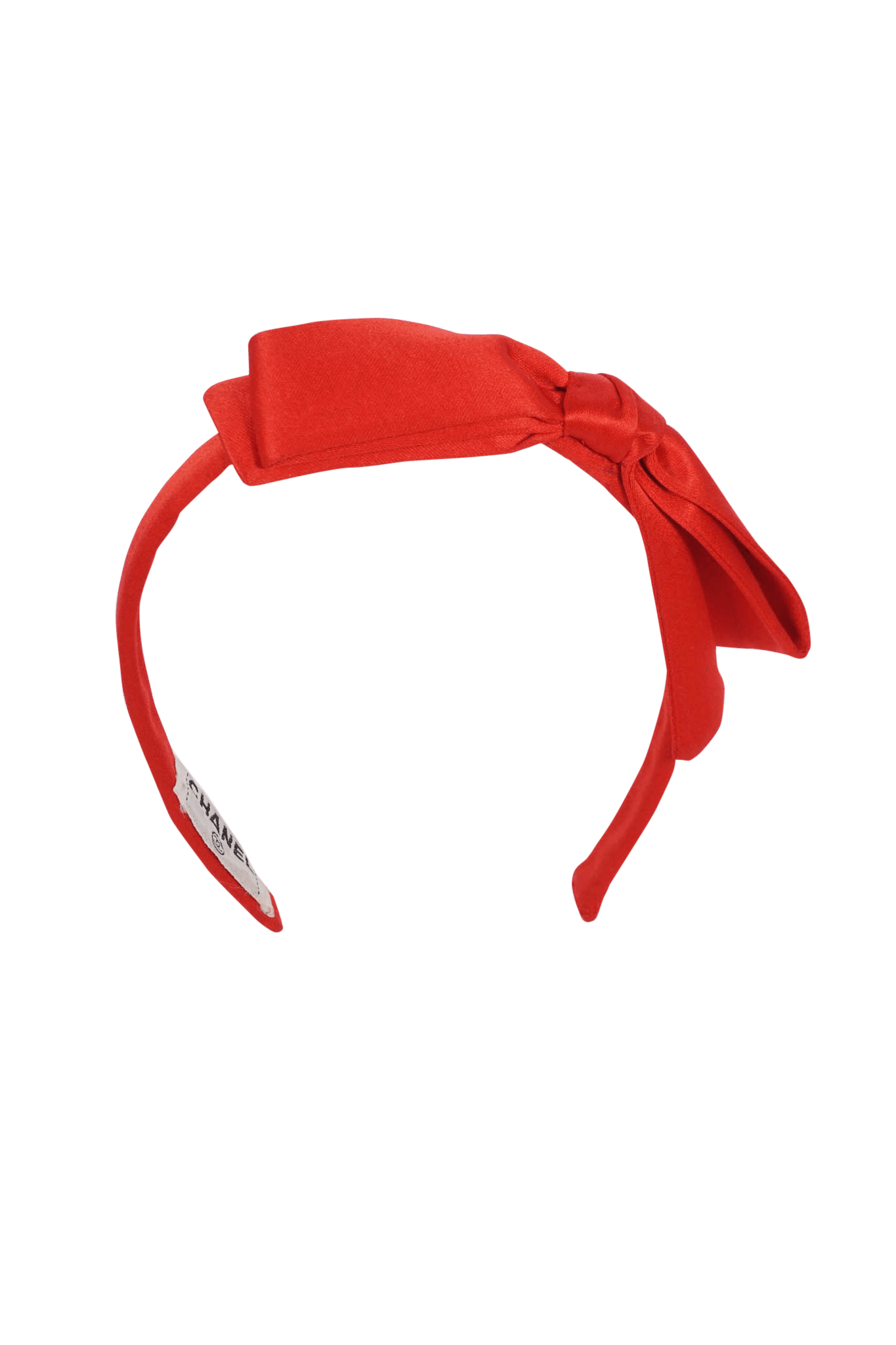 Chanel Vintage Red Satin Bow Headband 1990