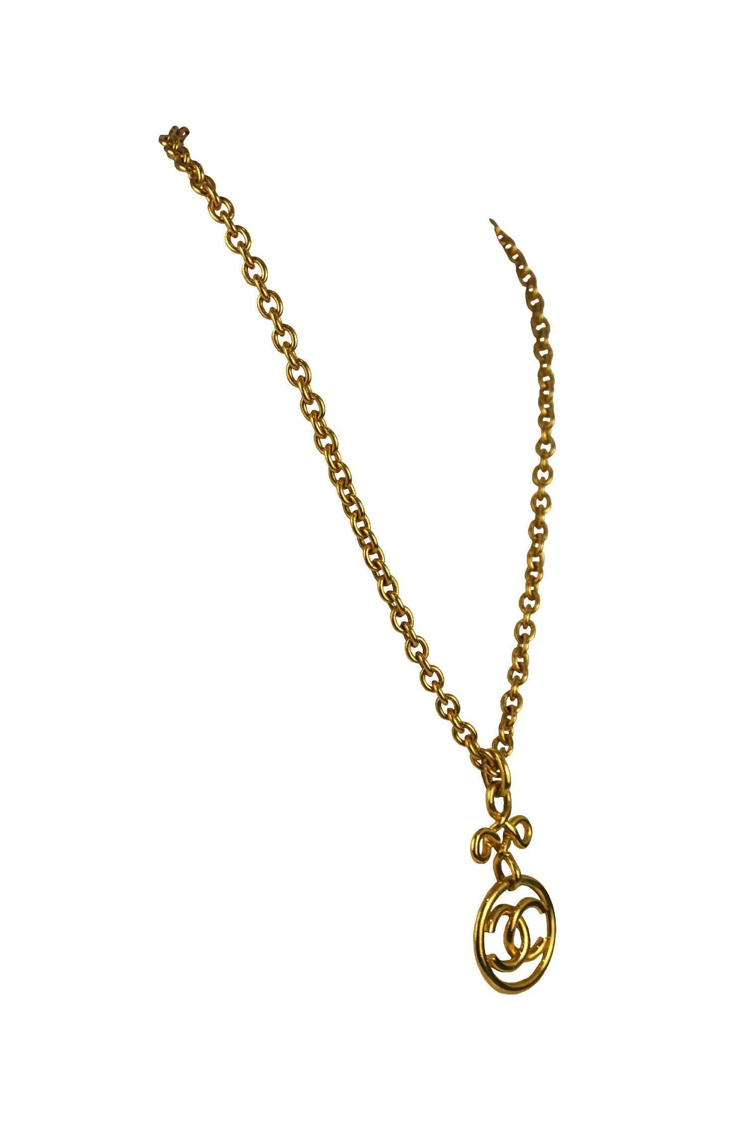 Chanel Vintage Twisted Cross CC Pendant Necklace 1993 - Foxy Couture Carmel
