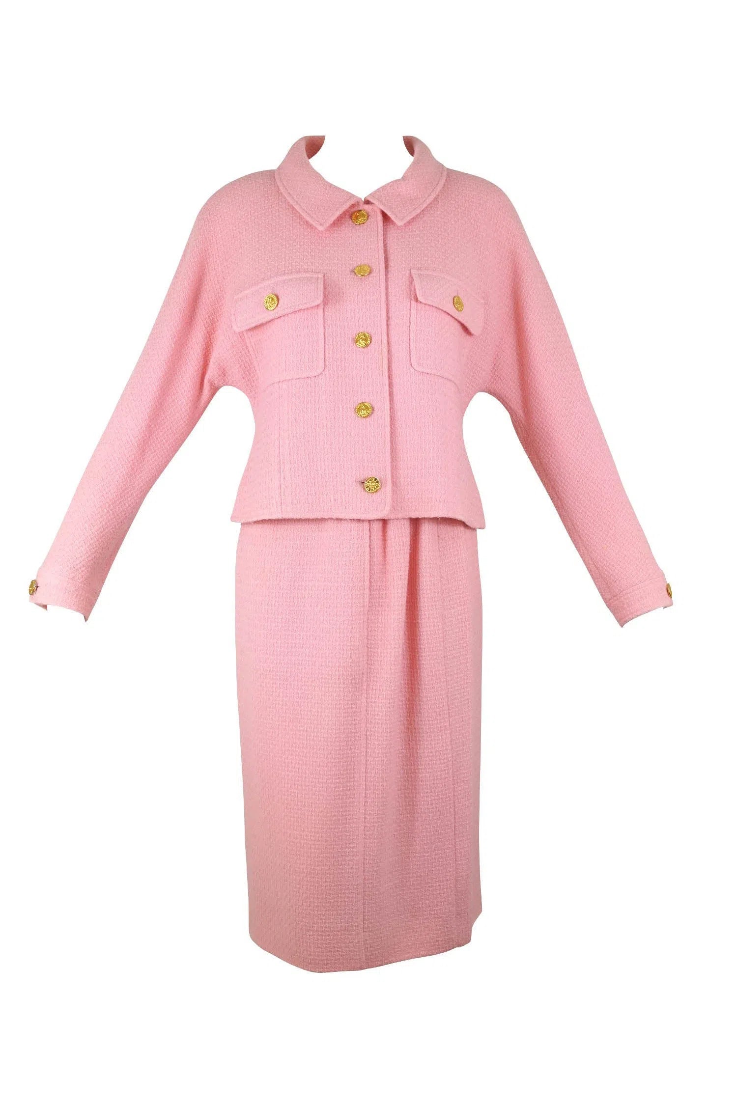 classic chanel dress Chanel Vintage Wool Boucle 2pc Skirt Suit 1980's