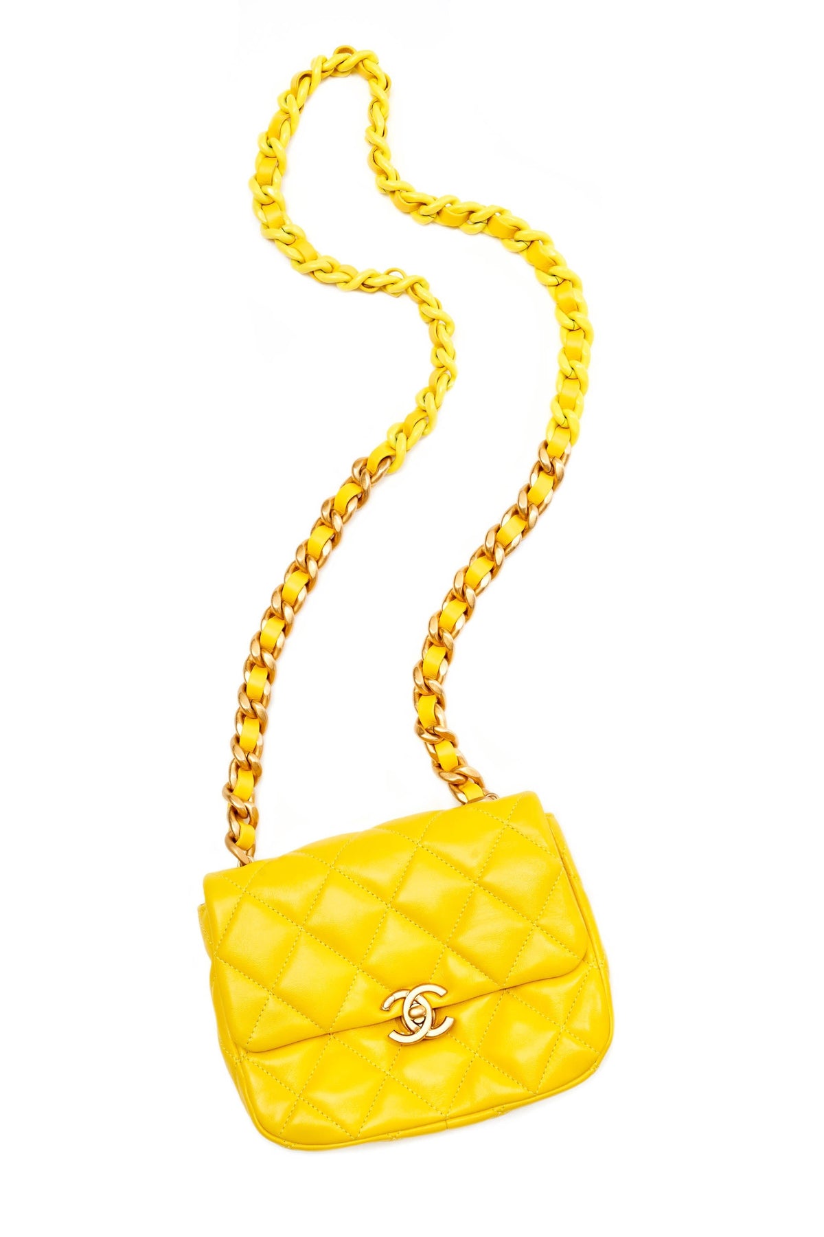 Chanel Yellow Candy Chain Cross Body Flap Purse 2022