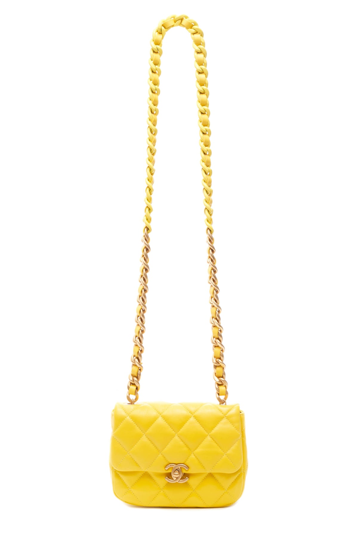 Chanel Yellow Candy Chain Cross Body Flap Purse 2022