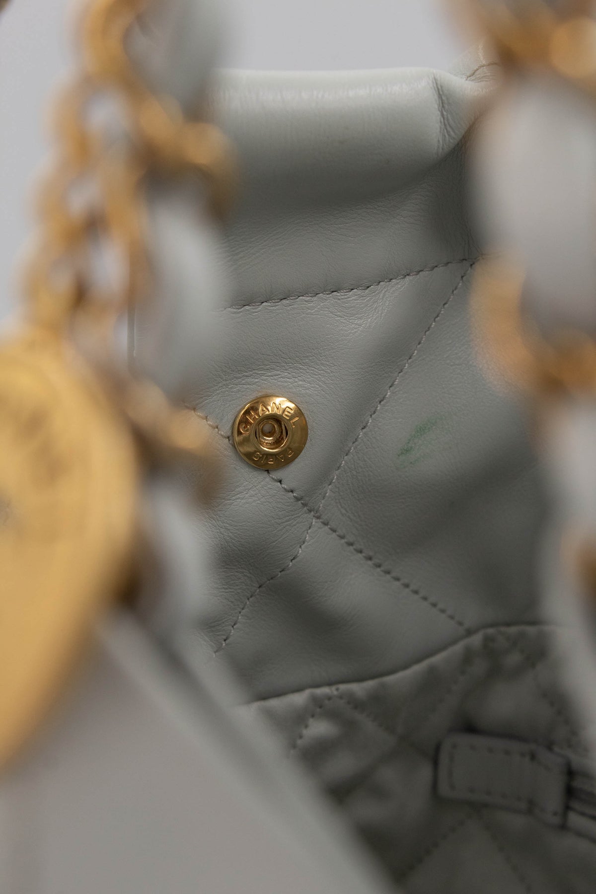 Chanel 22 Dove Gray Blue Hobo Purse Small 23S