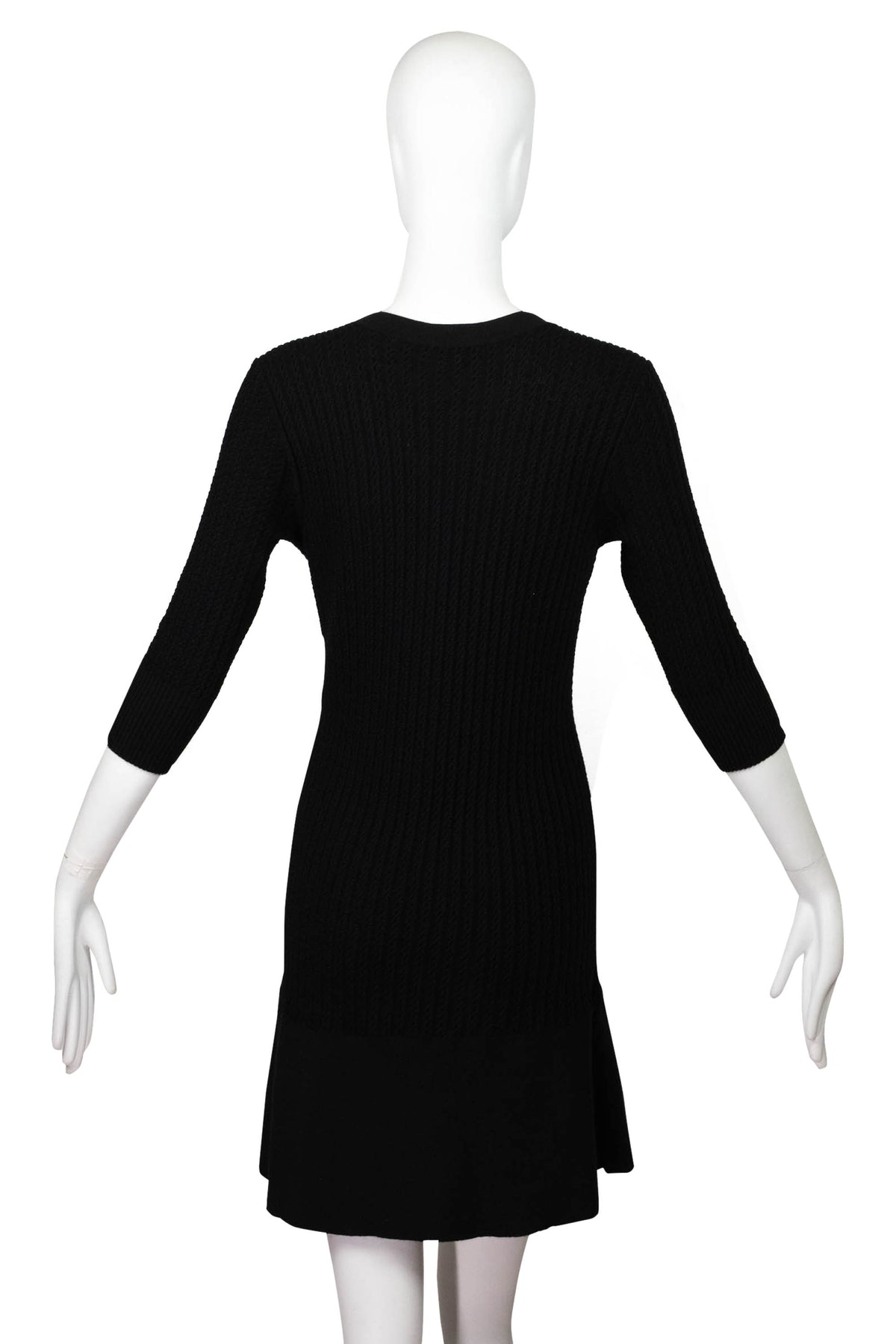 Chanel Black Knit Anchor Button Half Sleeve Dress Size 38