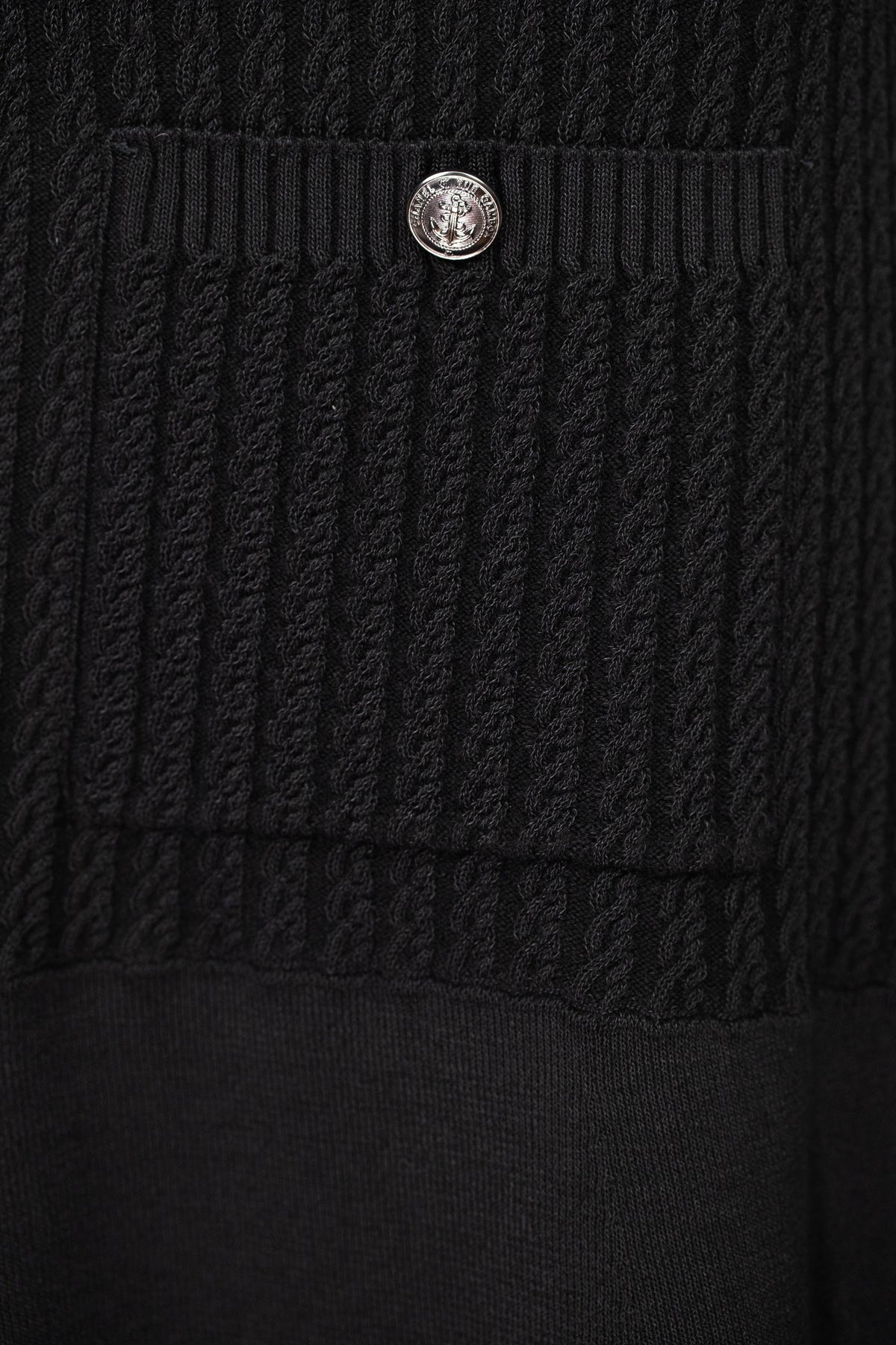 Chanel Black Knit Anchor Button Half Sleeve Dress Size 38