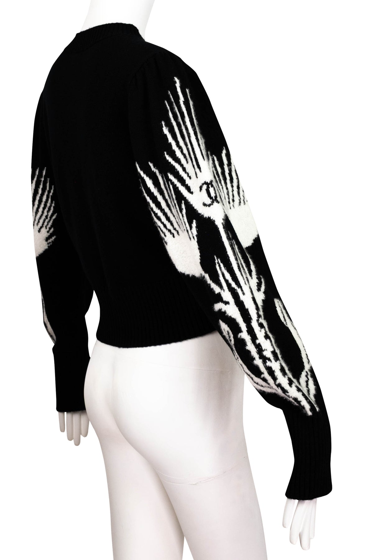 Chanel Black and White Intarsia Winged Arm "Chateau Des Dames" Sweater Size 38 2021