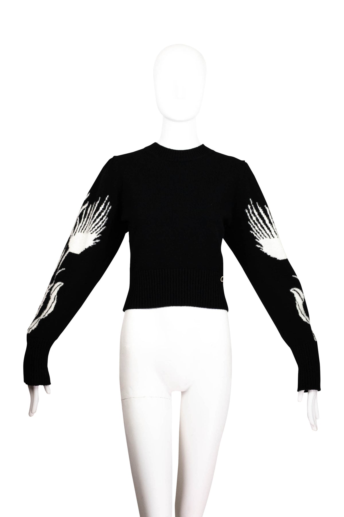 Chanel Black and White Intarsia Winged Arm "Chateau Des Dames" Sweater Size 38 2021