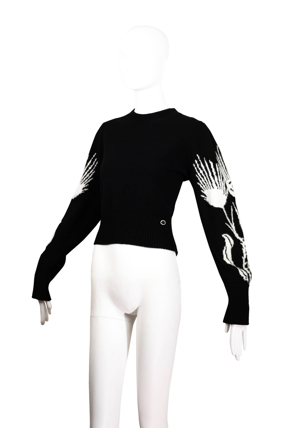 Chanel Black and White Intarsia Winged Arm "Chateau Des Dames" Sweater Size 38 2021