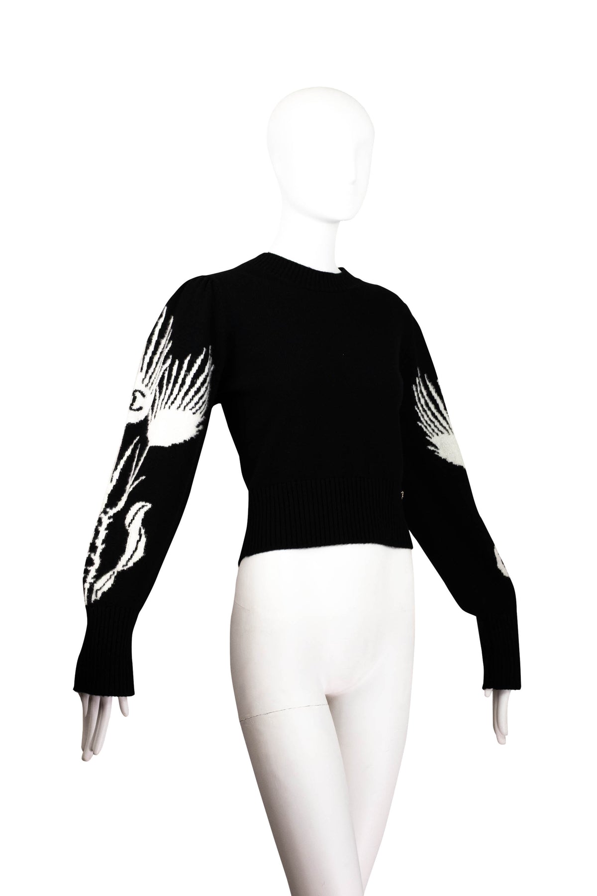 Chanel Black and White Intarsia Winged Arm "Chateau Des Dames" Sweater Size 38 2021