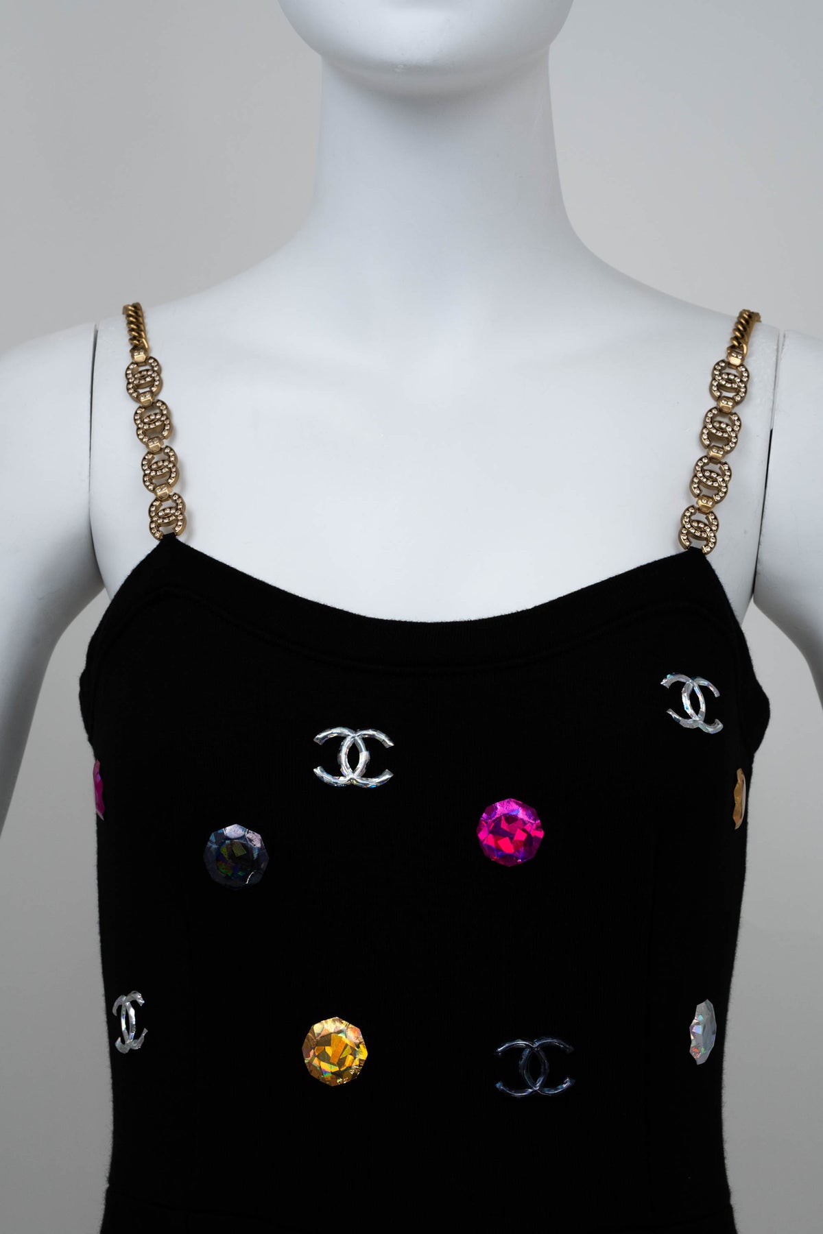 Chanel Black Charm Studded Capri Catsuit Size 34