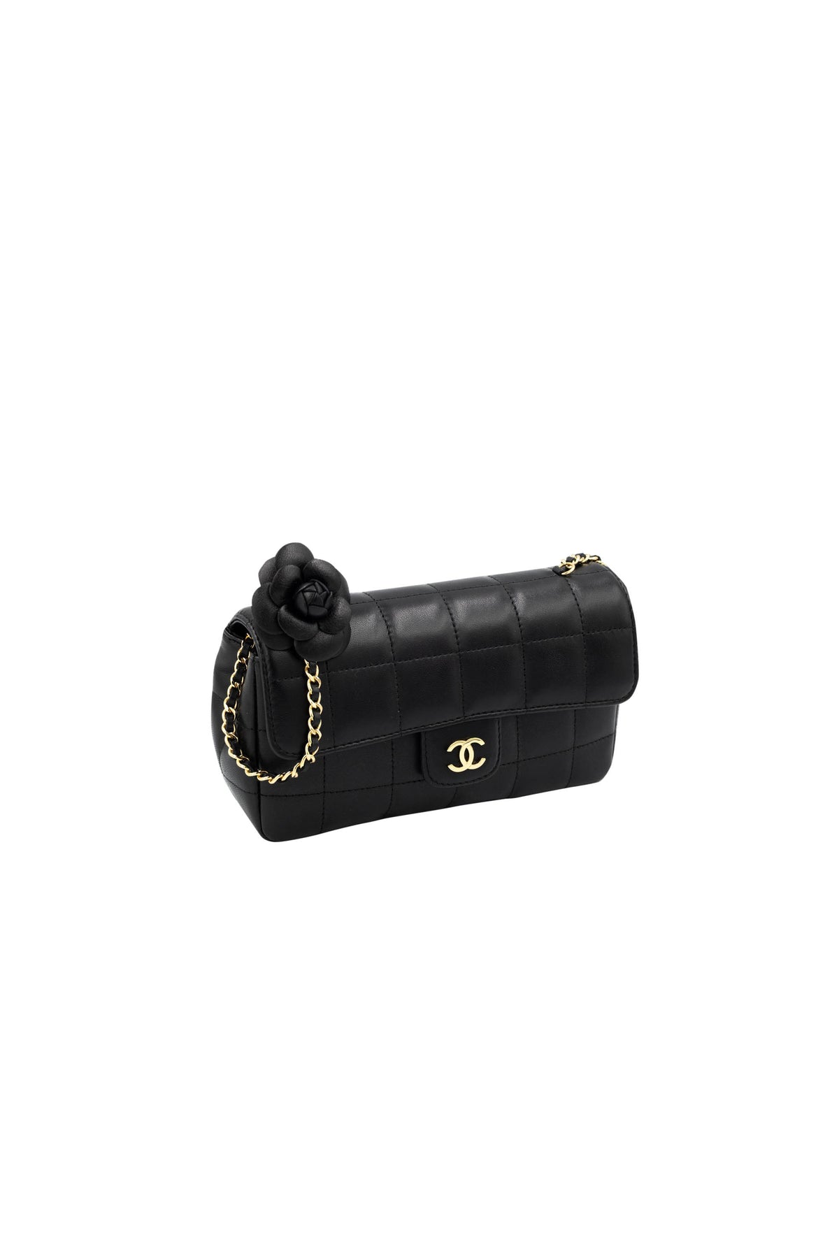 Chanel Mini Black Nappa Camelia Chocolate Bar Purse 2008-9
