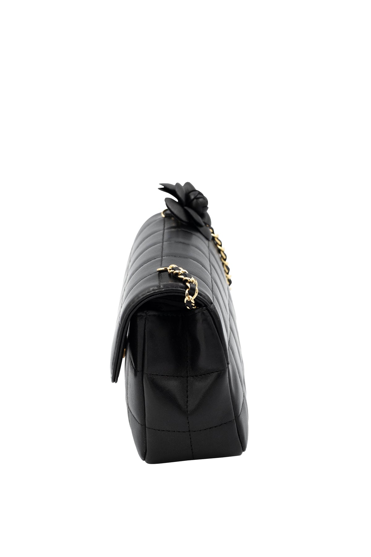 Chanel Mini Black Nappa Camelia Chocolate Bar Purse 2008-9