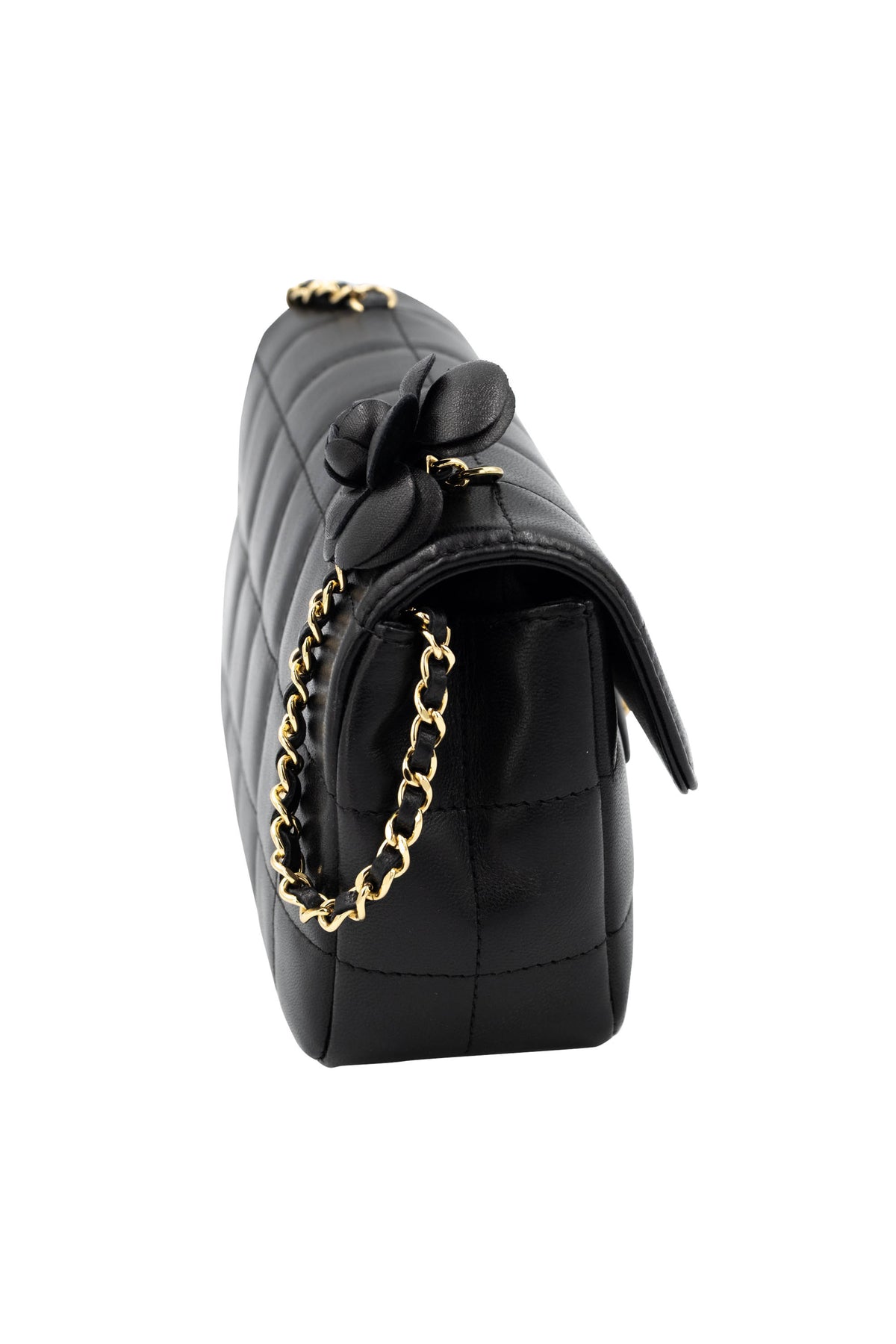 Chanel Mini Black Nappa Camelia Chocolate Bar Purse 2008-9