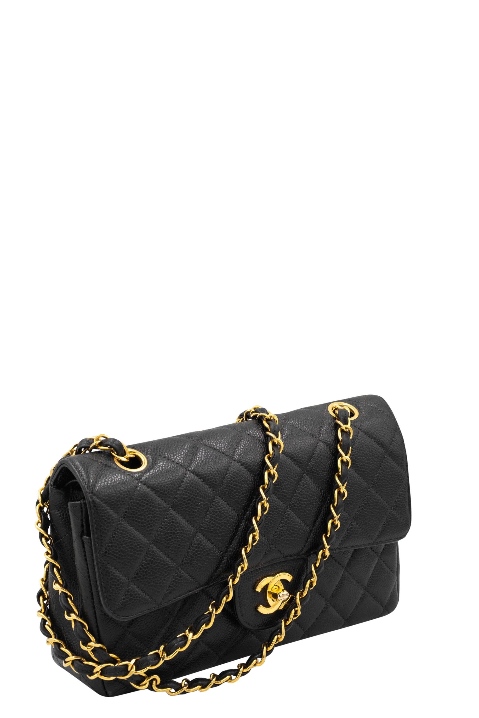 Chanel Vintage Black Caviar Double Flap Purse 1997-8 Size Small