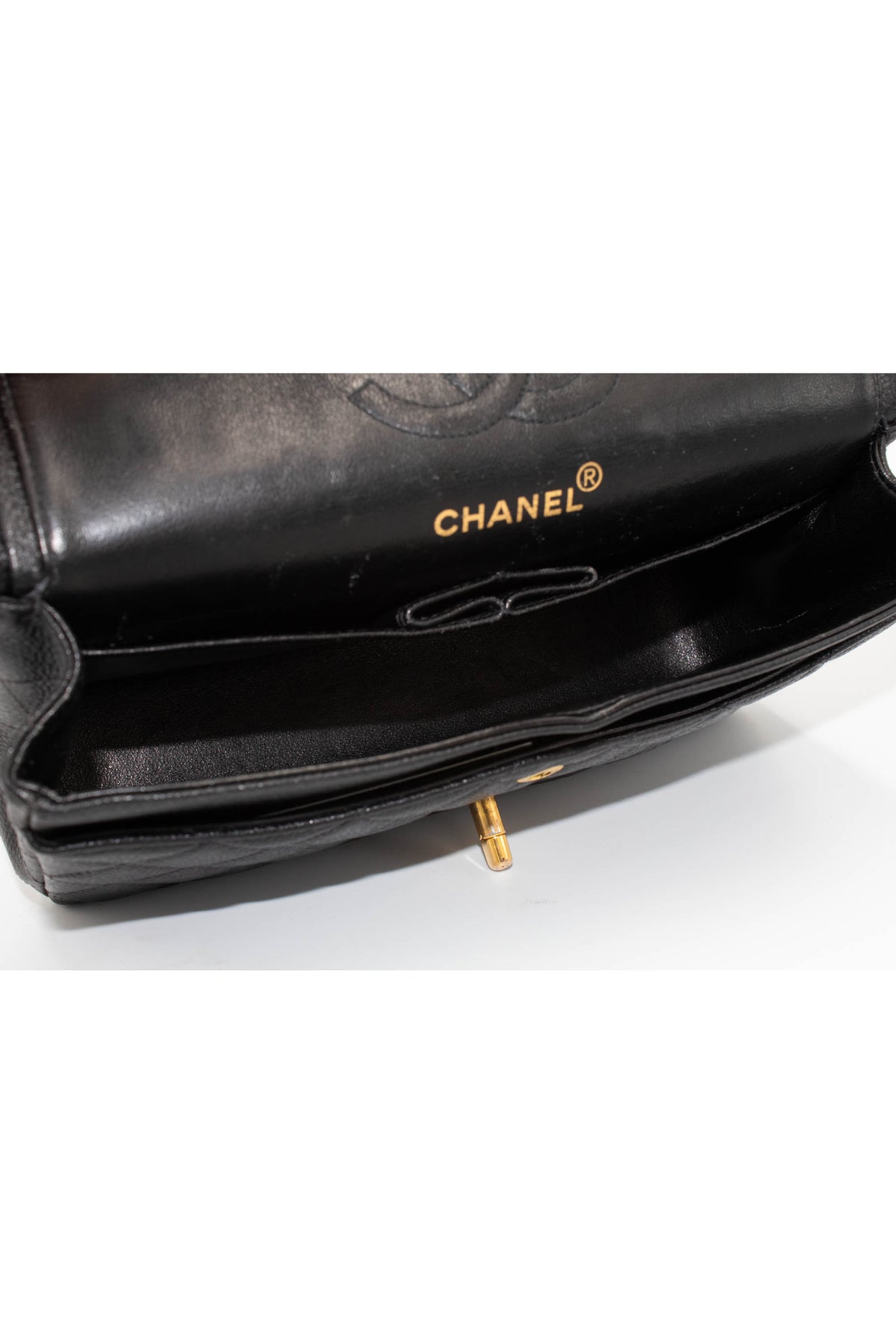 Chanel Vintage Black Caviar Double Flap Purse 1997-8 Size Small