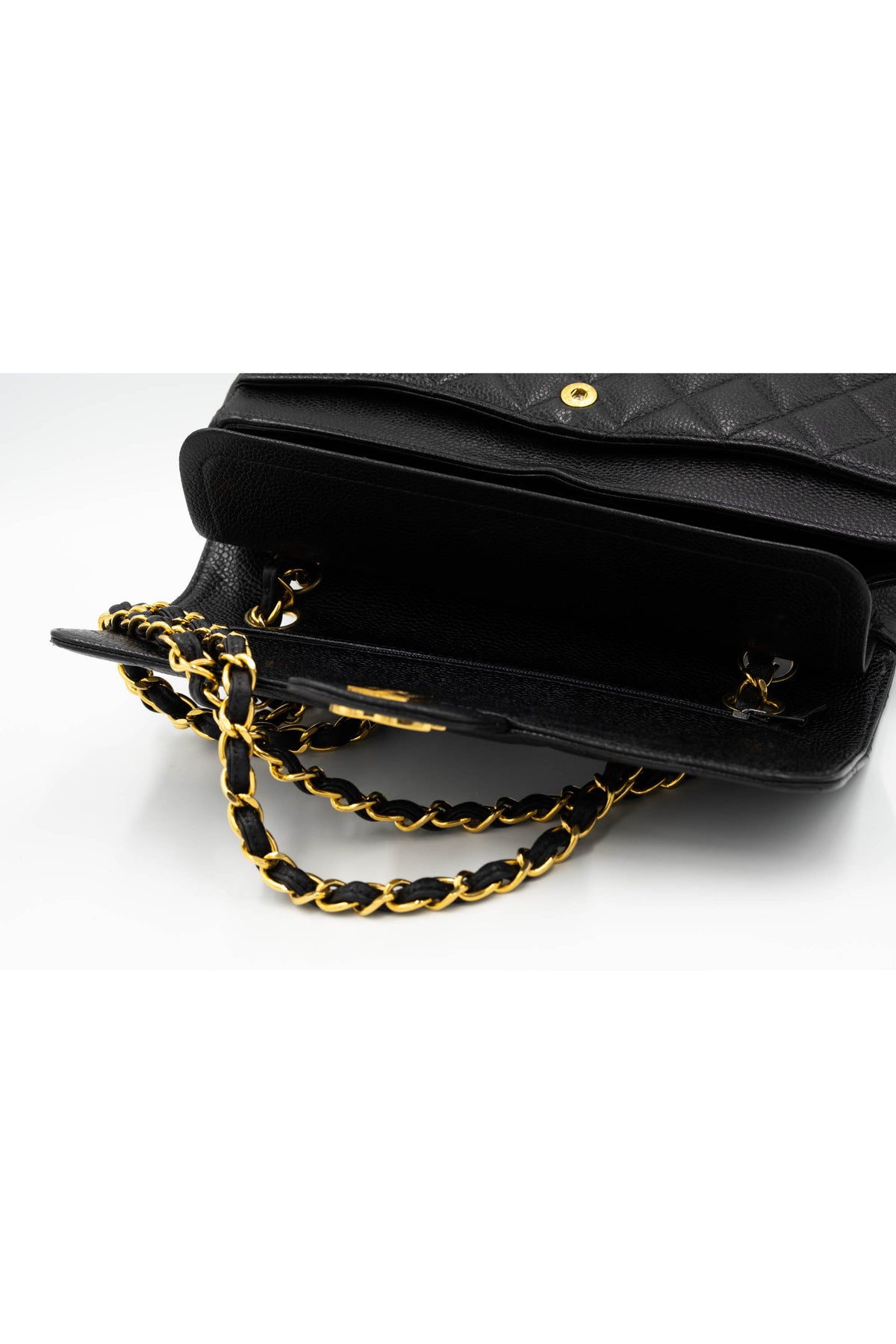 Chanel Vintage Black Caviar Double Flap Purse 1997-8 Size Small