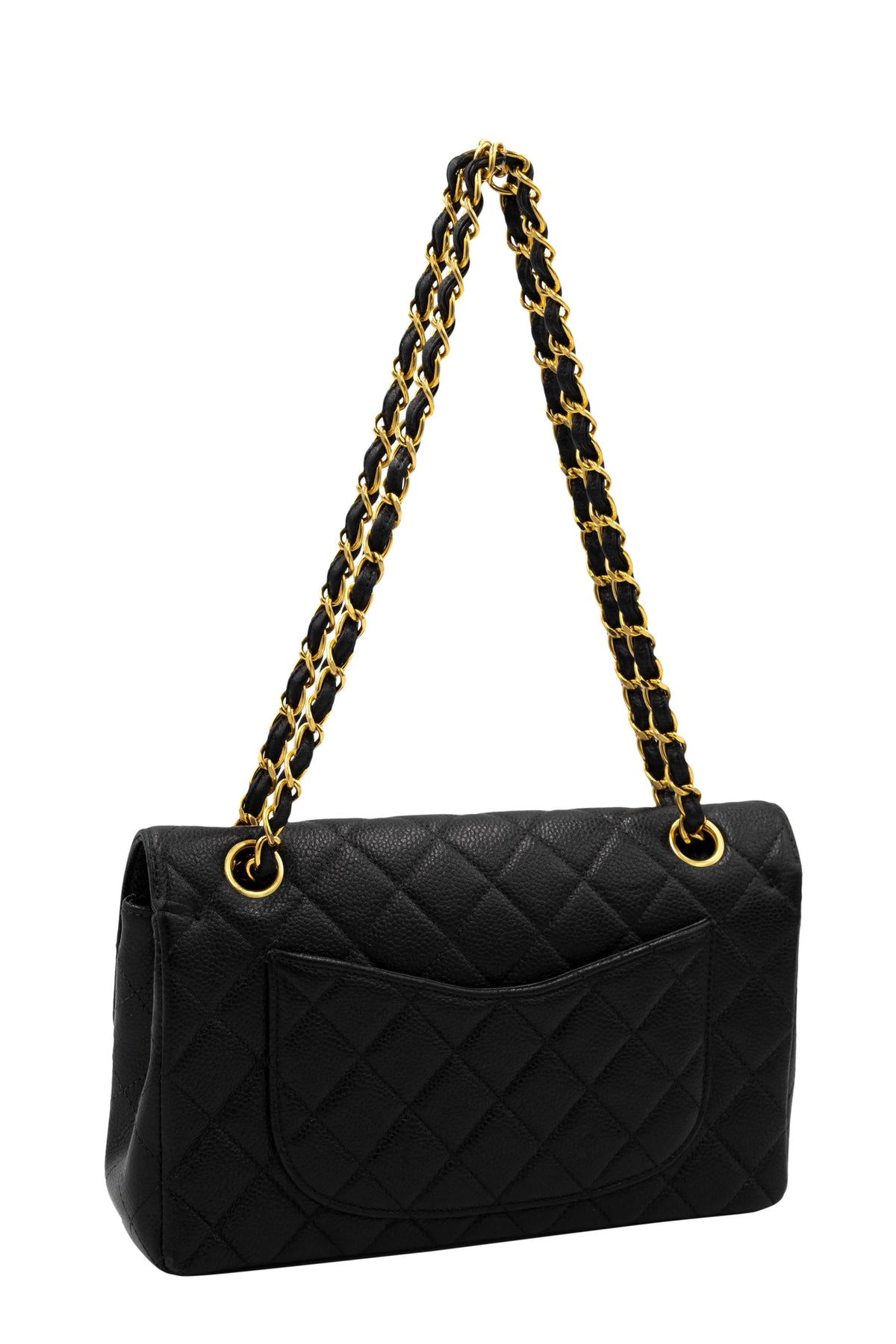 Chanel Vintage Black Caviar Double Flap Purse 1997-8 Size Small