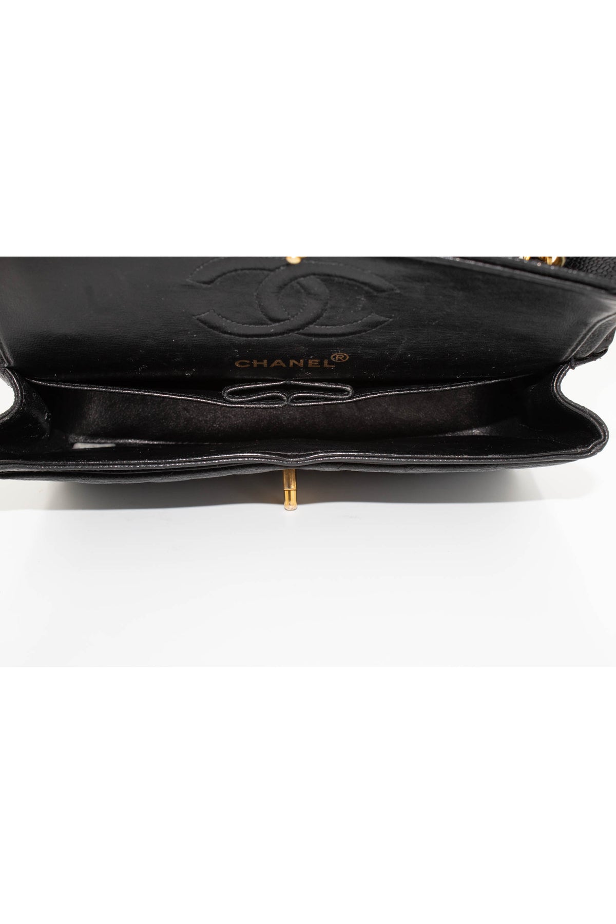 Chanel Vintage Black Caviar Double Flap Purse 1997-8 Size Small