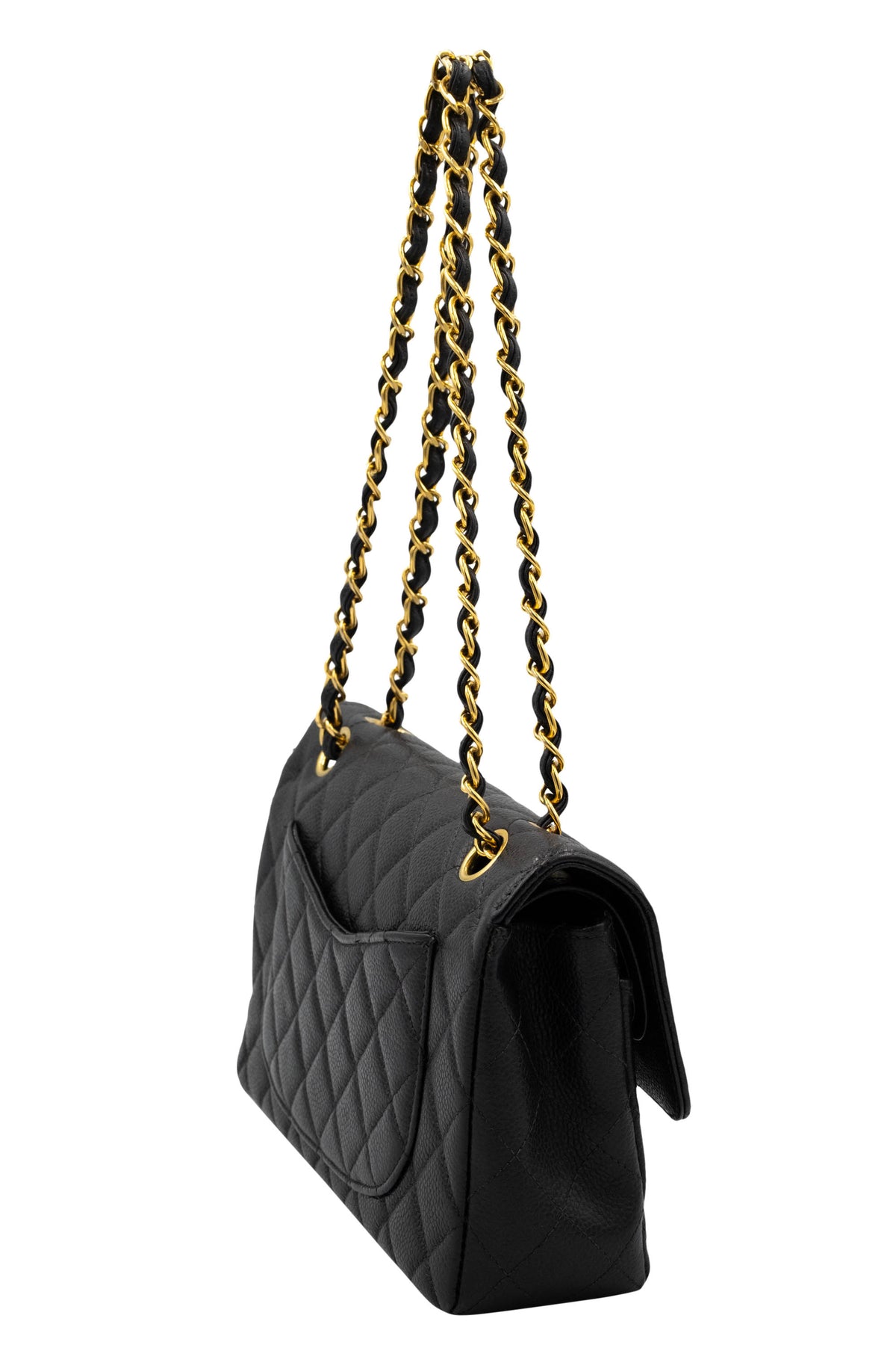 Chanel Vintage Black Caviar Double Flap Purse 1997-8 Size Small